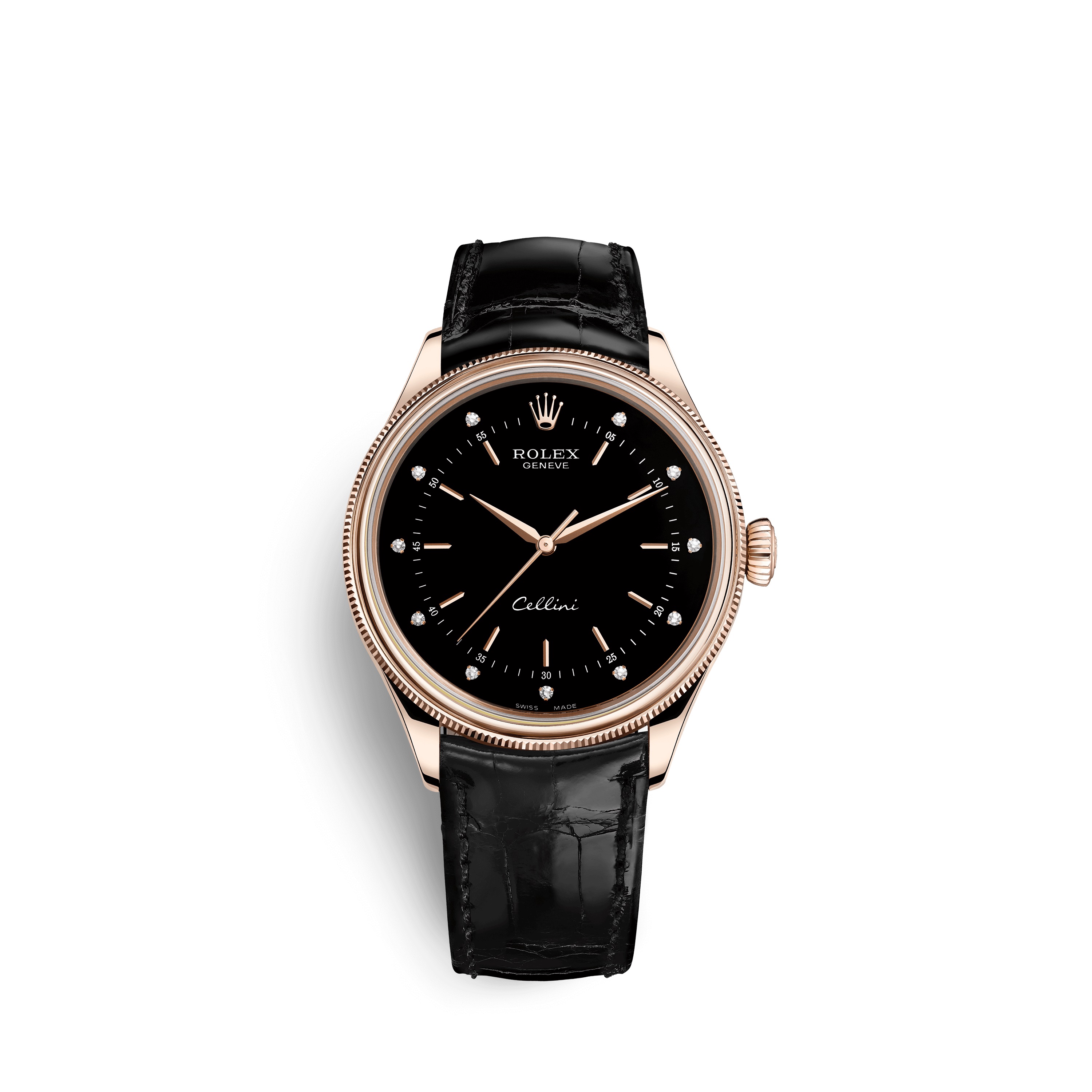 Cellini Time 50505 Rose Gold Watch (Black Set with Diamonds)