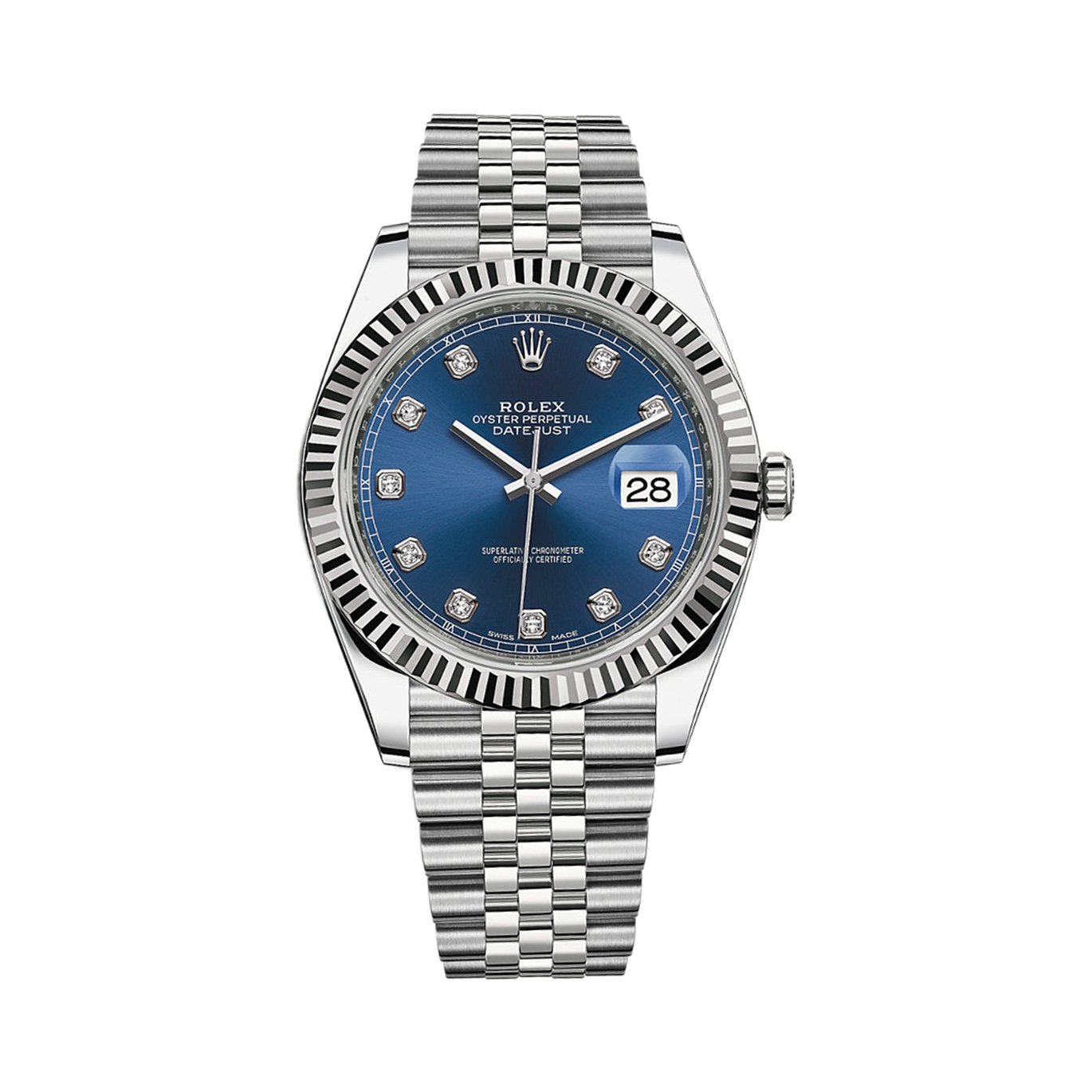Datejust 41 126334 White Gold & Stainless Steel Watch (Blue Set with Diamonds)