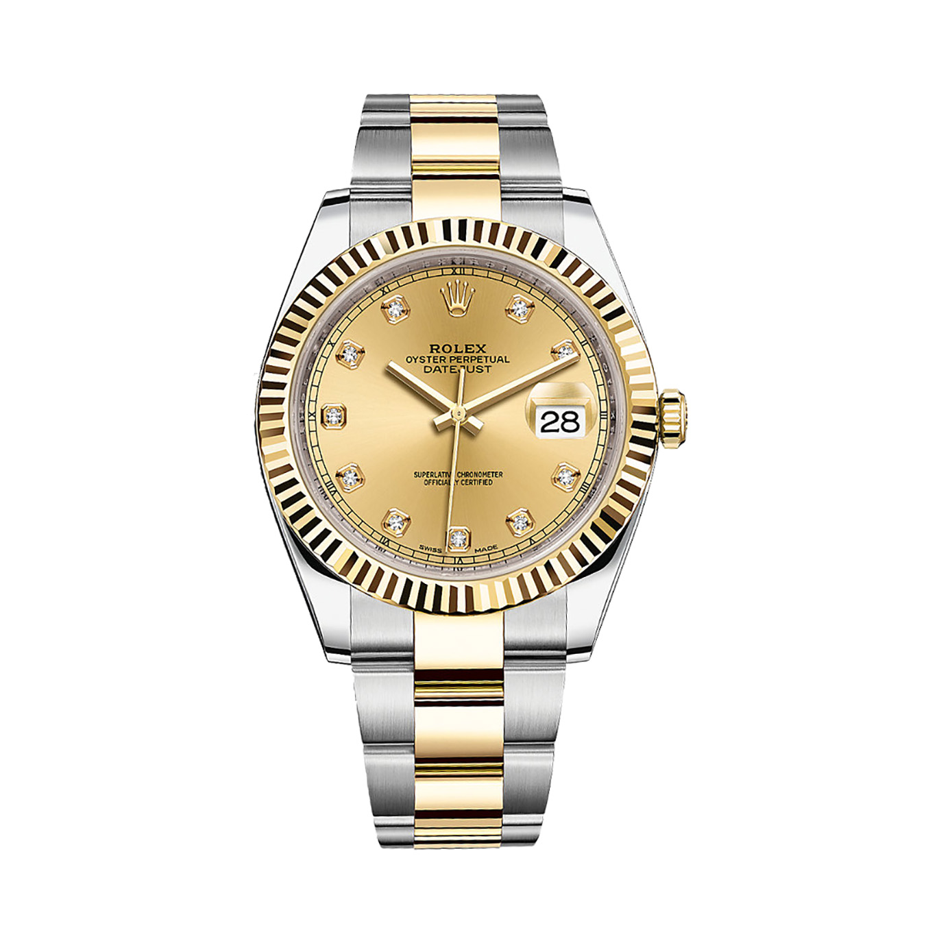 Datejust 41 126333 Gold & Stainless Steel Watch (Champagne Set With Diamonds)
