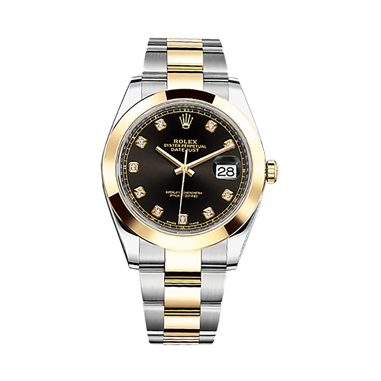 Datejust 41 126303 Gold & Stainless Steel Watch (Black Set with Diamonds)