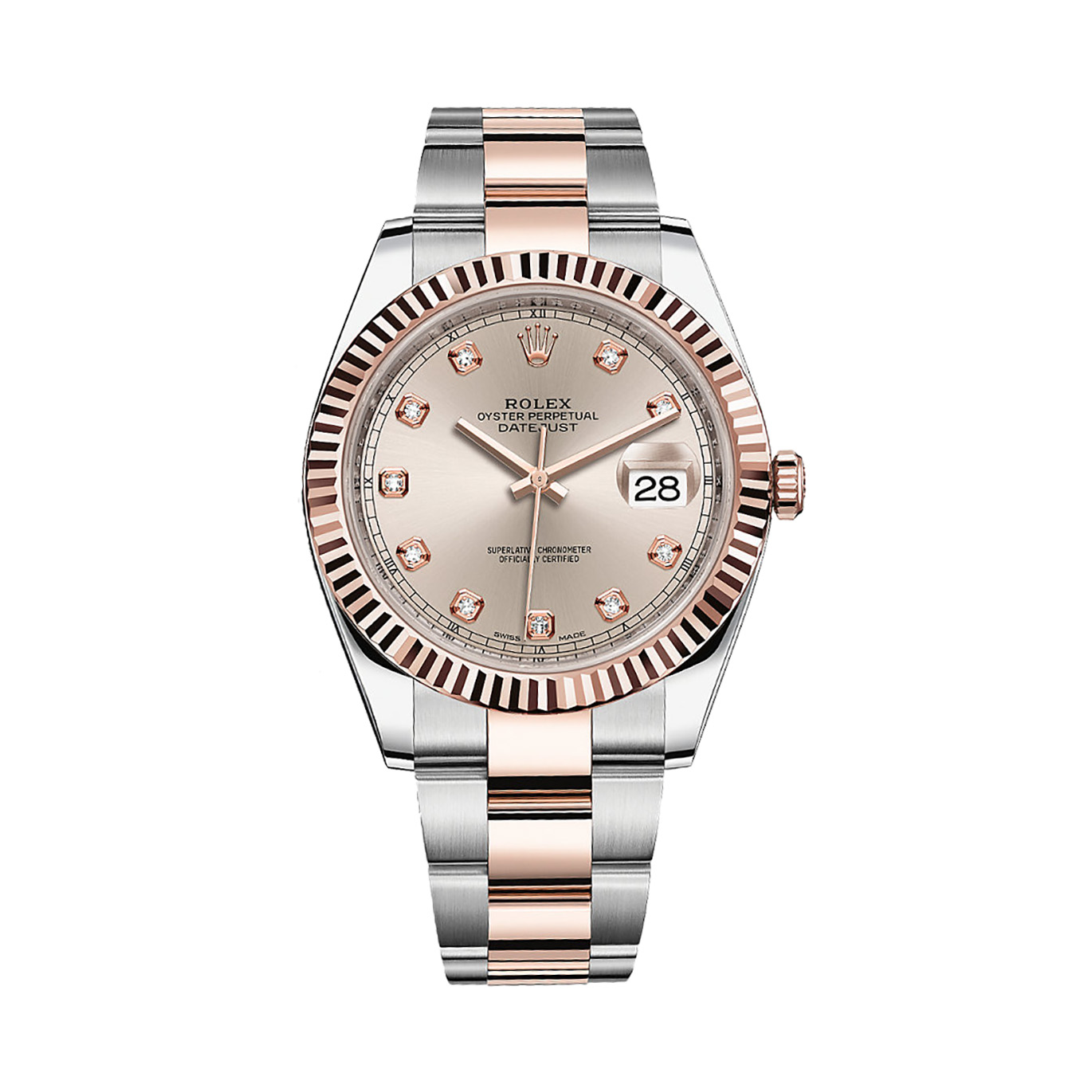 Datejust 41 126331 Rose Gold & Stainless Steel Watch (Sundust Set With Diamonds) - Click Image to Close