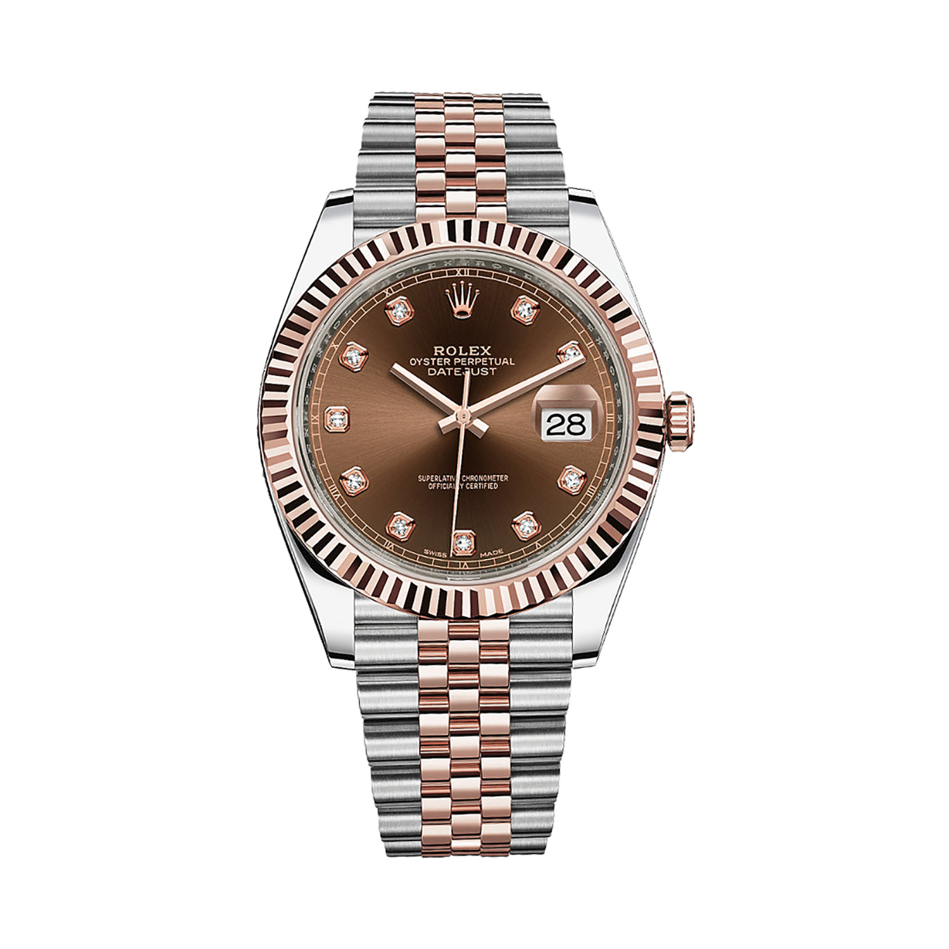 Datejust 41 126331 Rose Gold & Stainless Steel Watch (Chocolate Set With Diamonds)