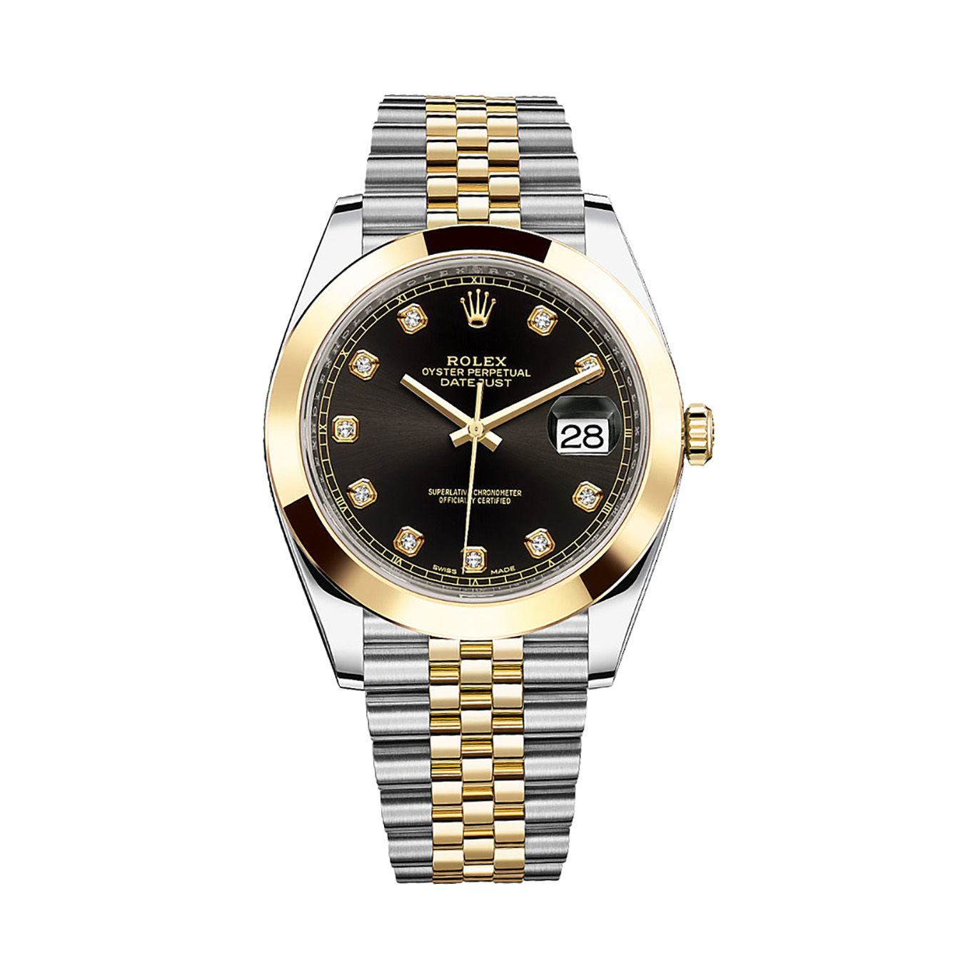 Datejust 41 126303 Gold & Stainless Steel Watch (Black Set With Diamonds)