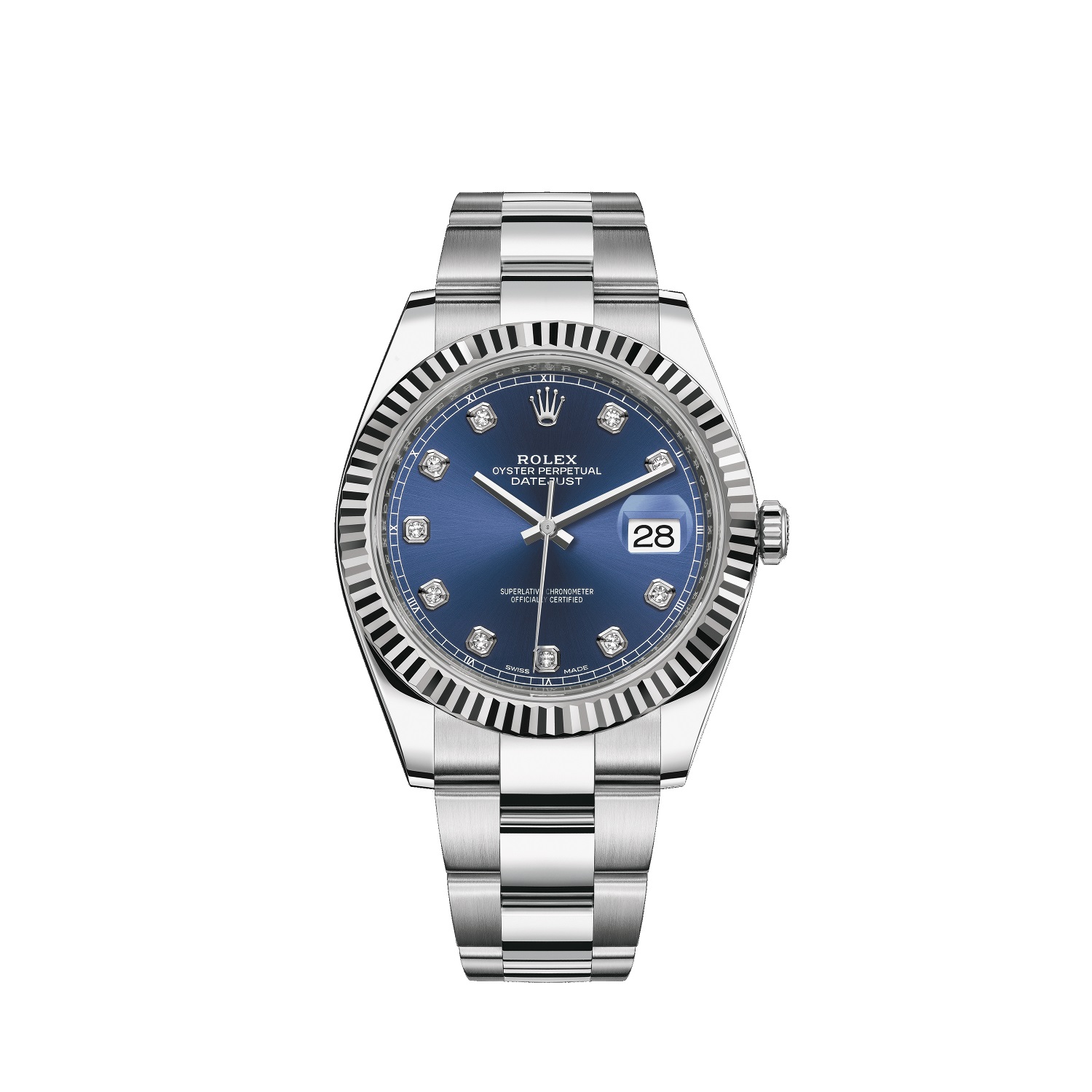 Datejust 41 126334 White Gold & Stainless Steel Watch (Blue Set with Diamonds)