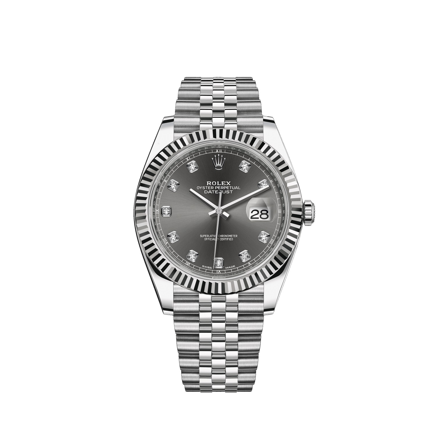 Datejust 41 126334 White Gold & Stainless Steel Watch (Slate Set with Diamonds)