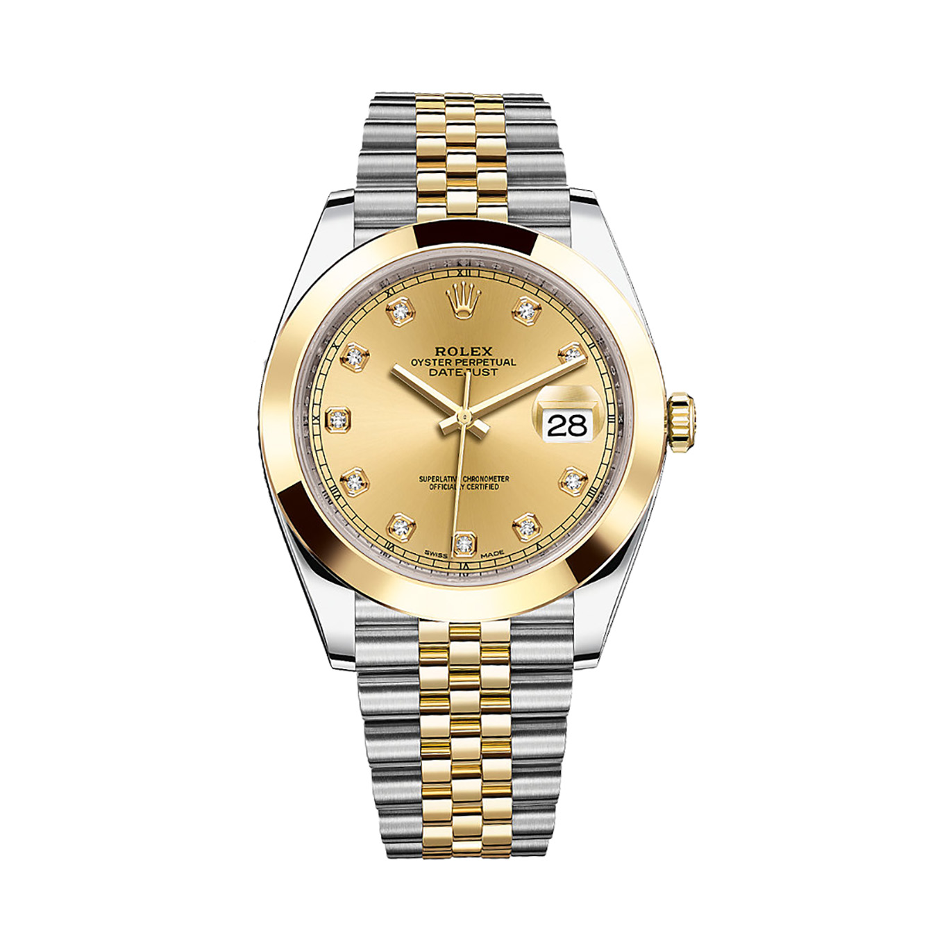Datejust 41 126303 Gold & Stainless Steel Watch (Champagne Set With Diamonds)