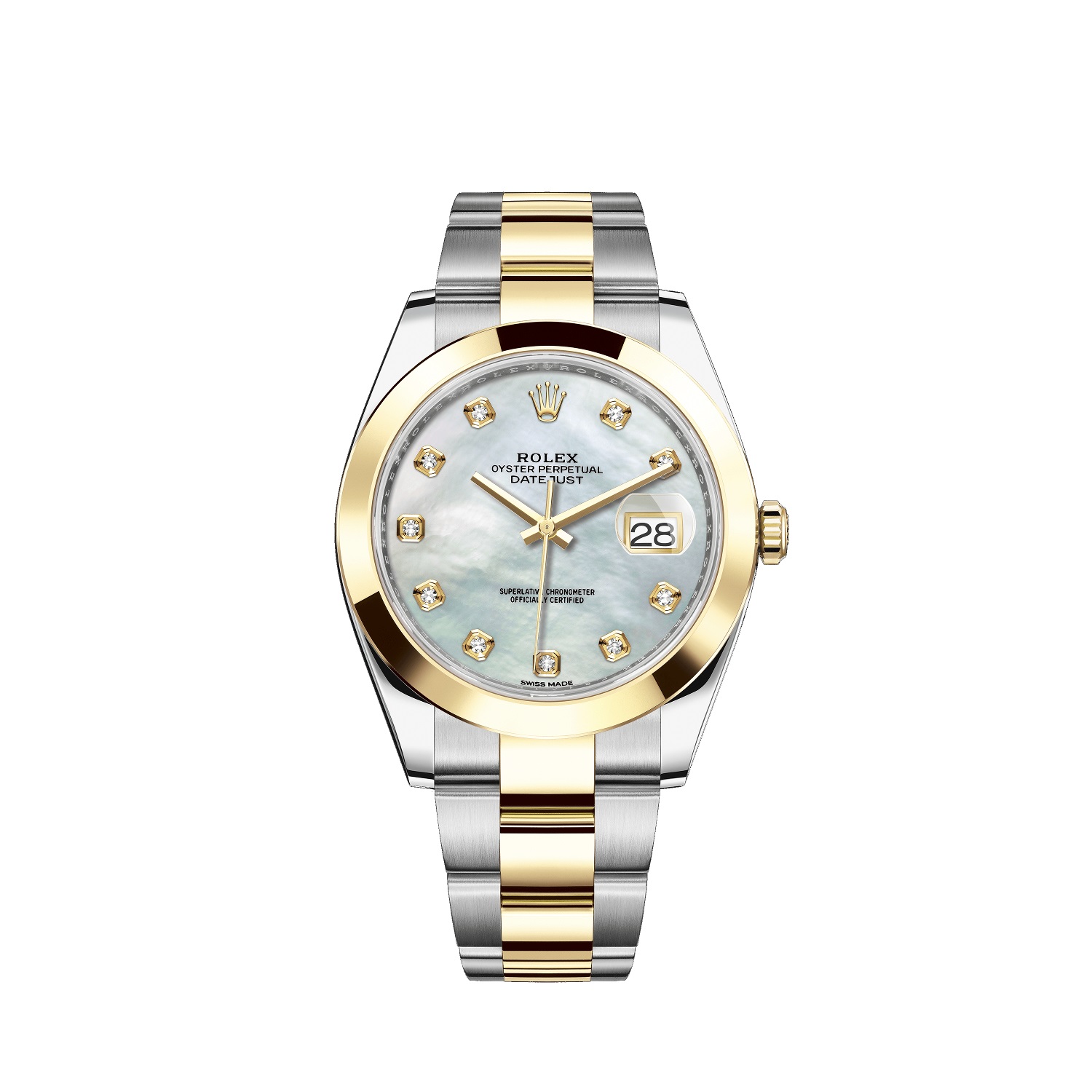 Datejust 41 126303 Gold & Stainless Steel Watch (White Mother-of-Pearl Set with Diamonds)