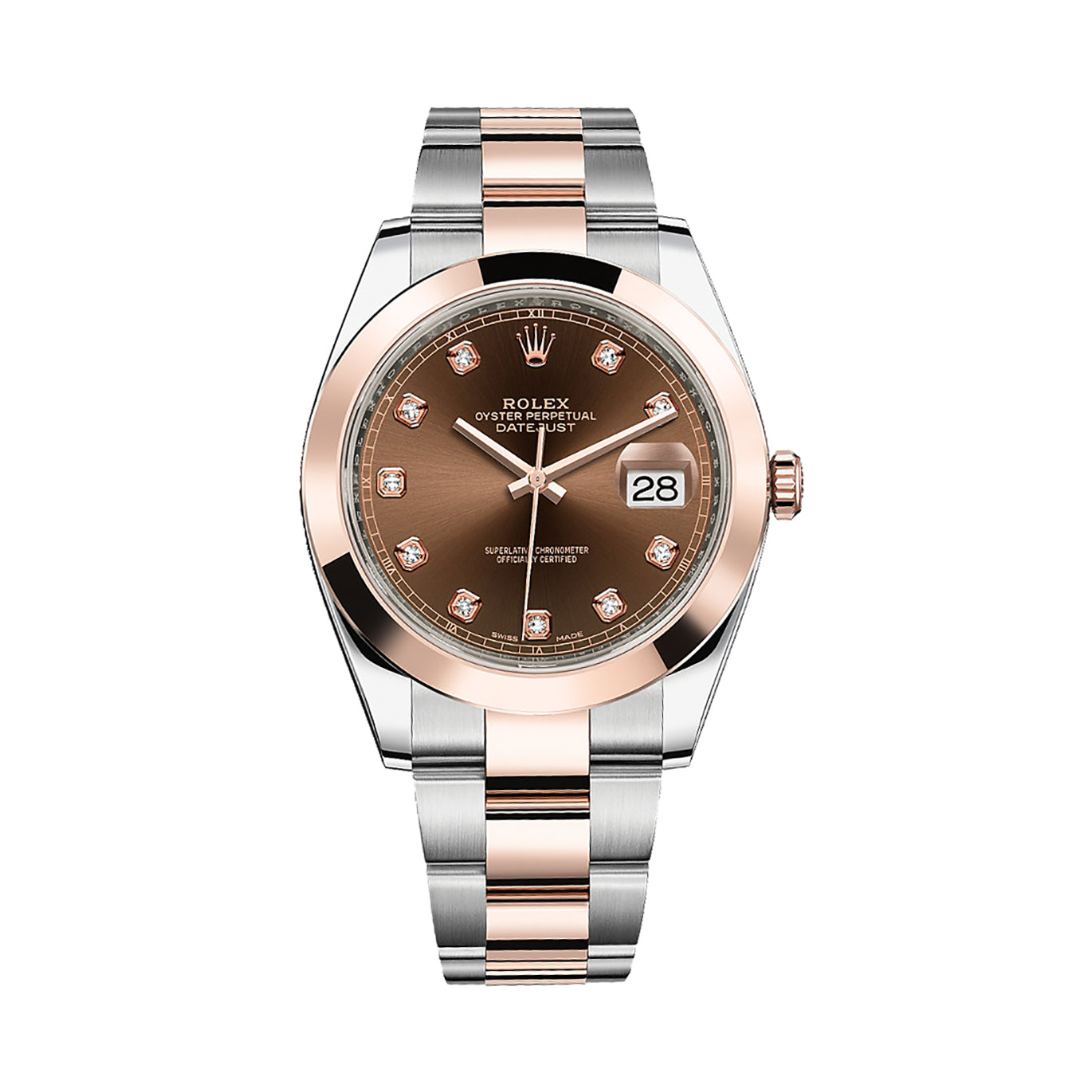 Datejust 41 126301 Rose Gold & Stainless Steel Watch (Chocolate Set With Diamonds)