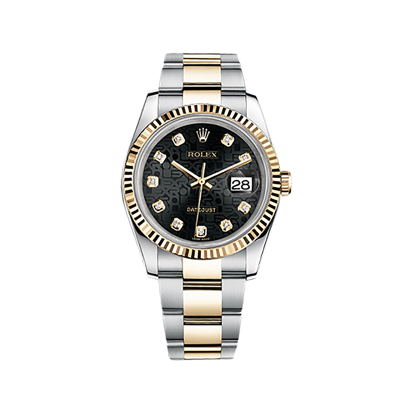 Datejust 36 116233 Gold & Stainless Steel Watch (Black Jubilee Design Set with Diamonds)