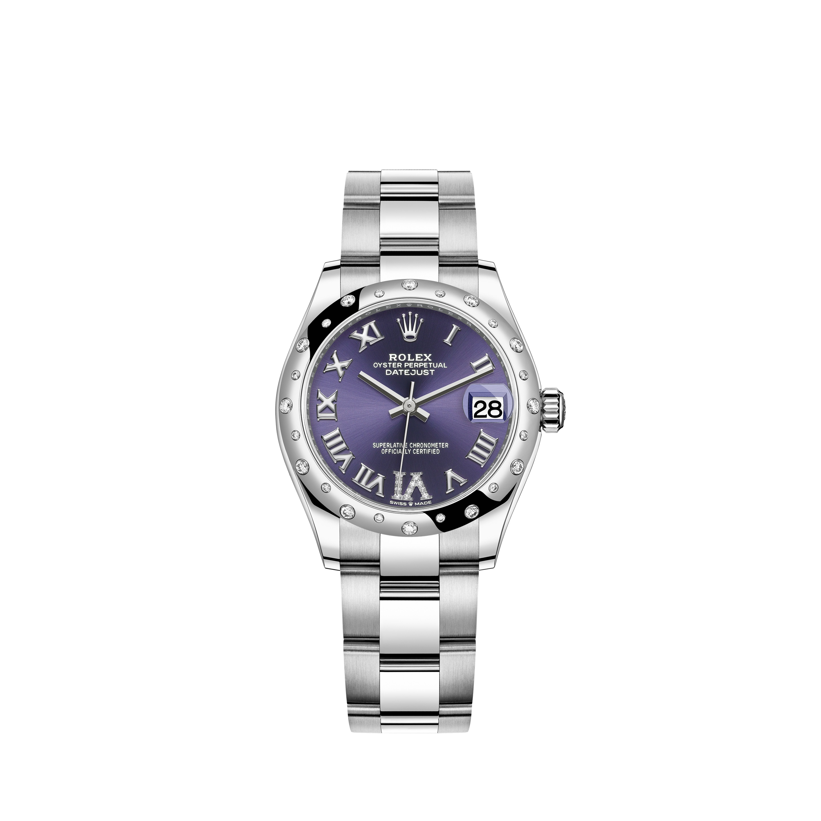 Datejust 31 278344RBR White Gold & Stainless Steel Watch (Aubergine Set with Diamonds)