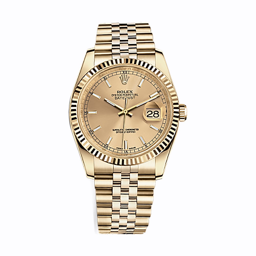 Datejust 36 116238 Gold Watch (Champagne) - Click Image to Close
