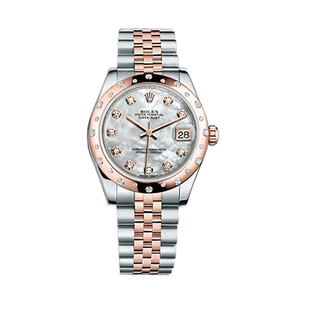 Datejust 31 178341 Rose Gold & Stainless Steel Watch (White Mother-of-Pearl Set with Diamonds)