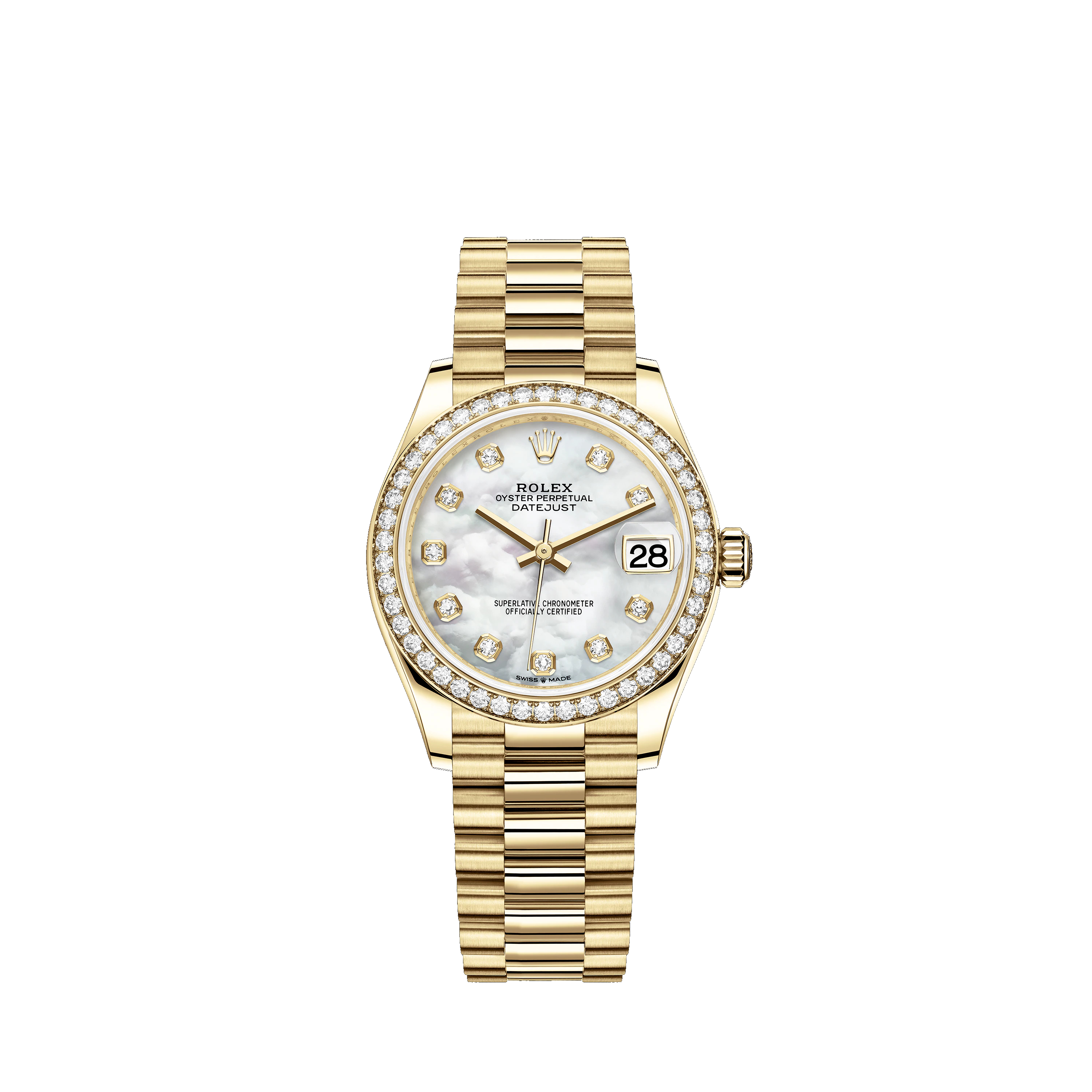 Datejust 31 278288RBR Gold & Diamonds Watch (White Mother-of-Pearl Set with Diamonds) - Click Image to Close