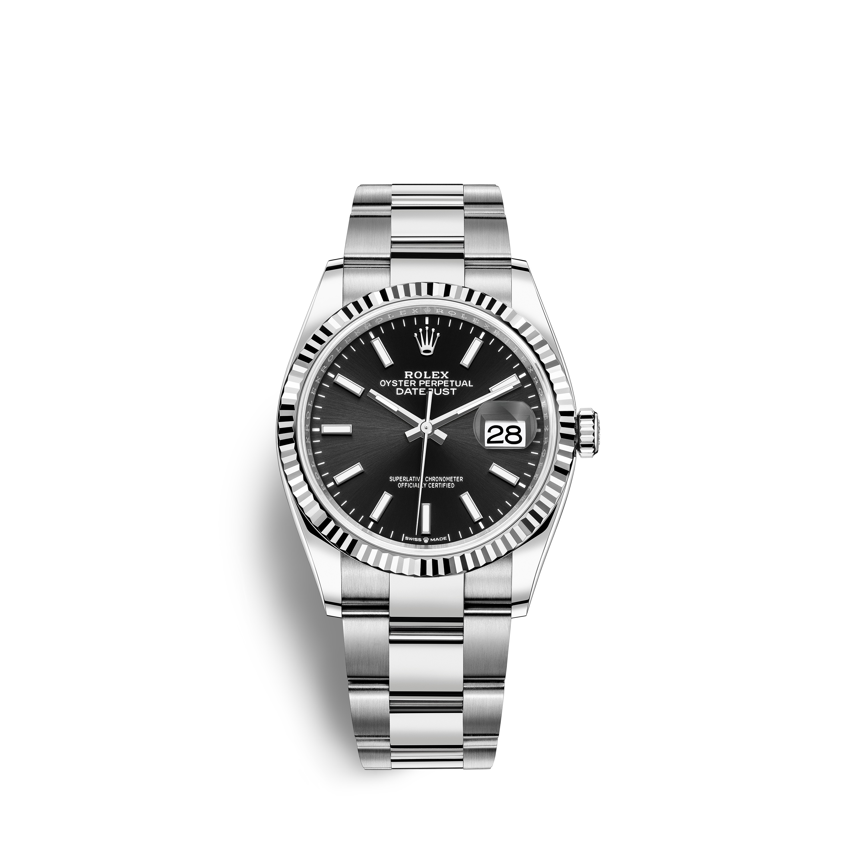 Datejust 36 126234 White Gold & Stainless Steel Watch (Black) - Click Image to Close