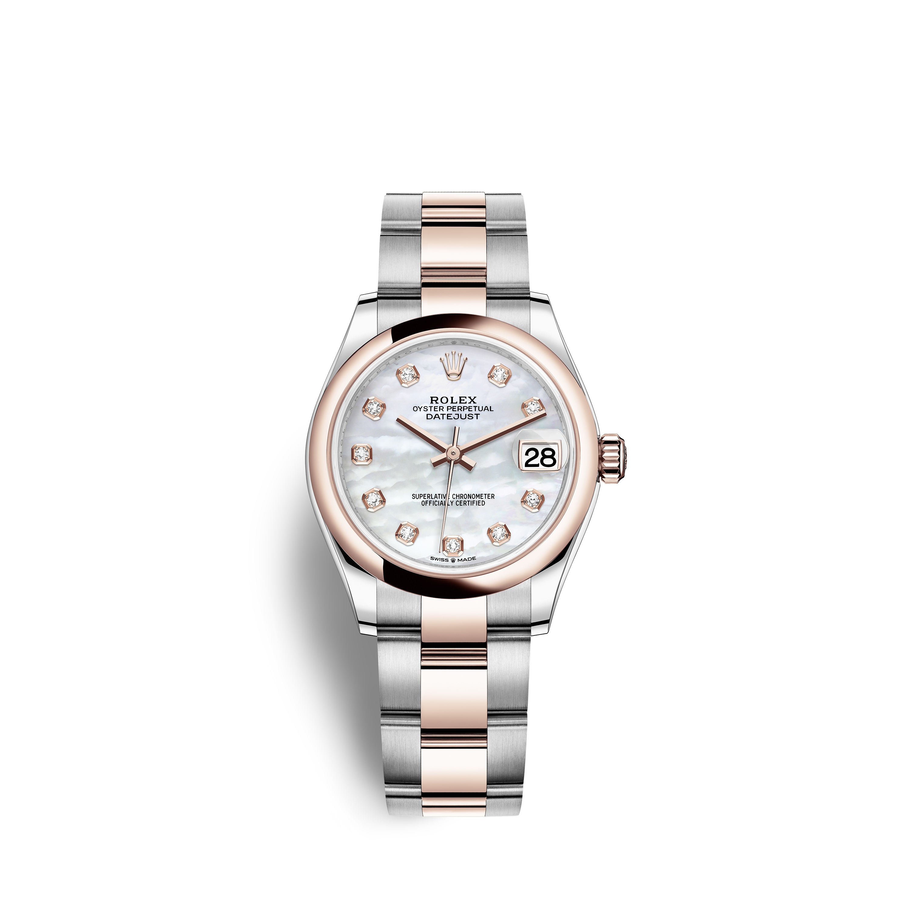Datejust 31 278241 Rose Gold & Stainless Steel Watch (White Mother-of-Pearl Set with Diamonds)