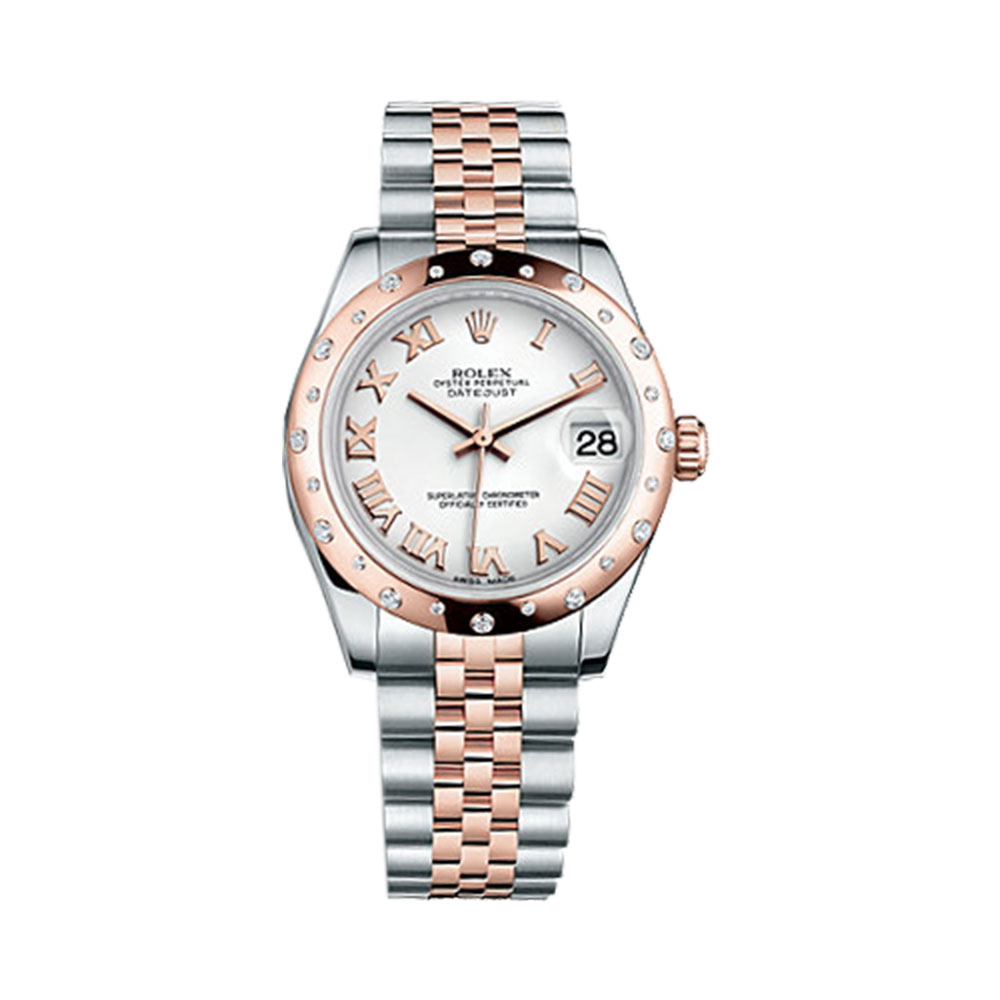 Datejust 31 178341 Rose Gold & Stainless Steel Watch (White) - Click Image to Close