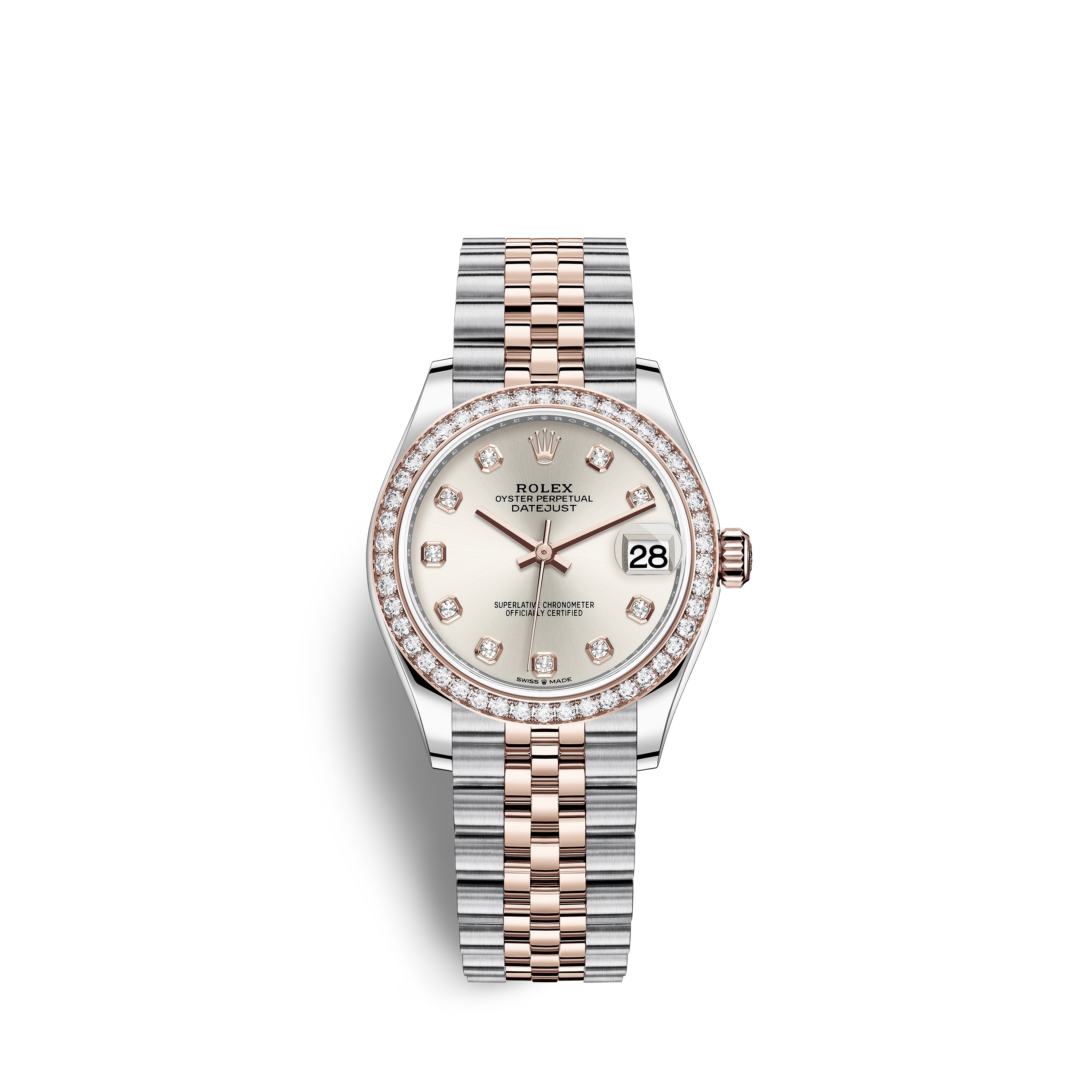 Datejust 31 278381RBR Rose Gold, Stainless Steel & Diamonds Watch (Silver Set with Diamonds)
