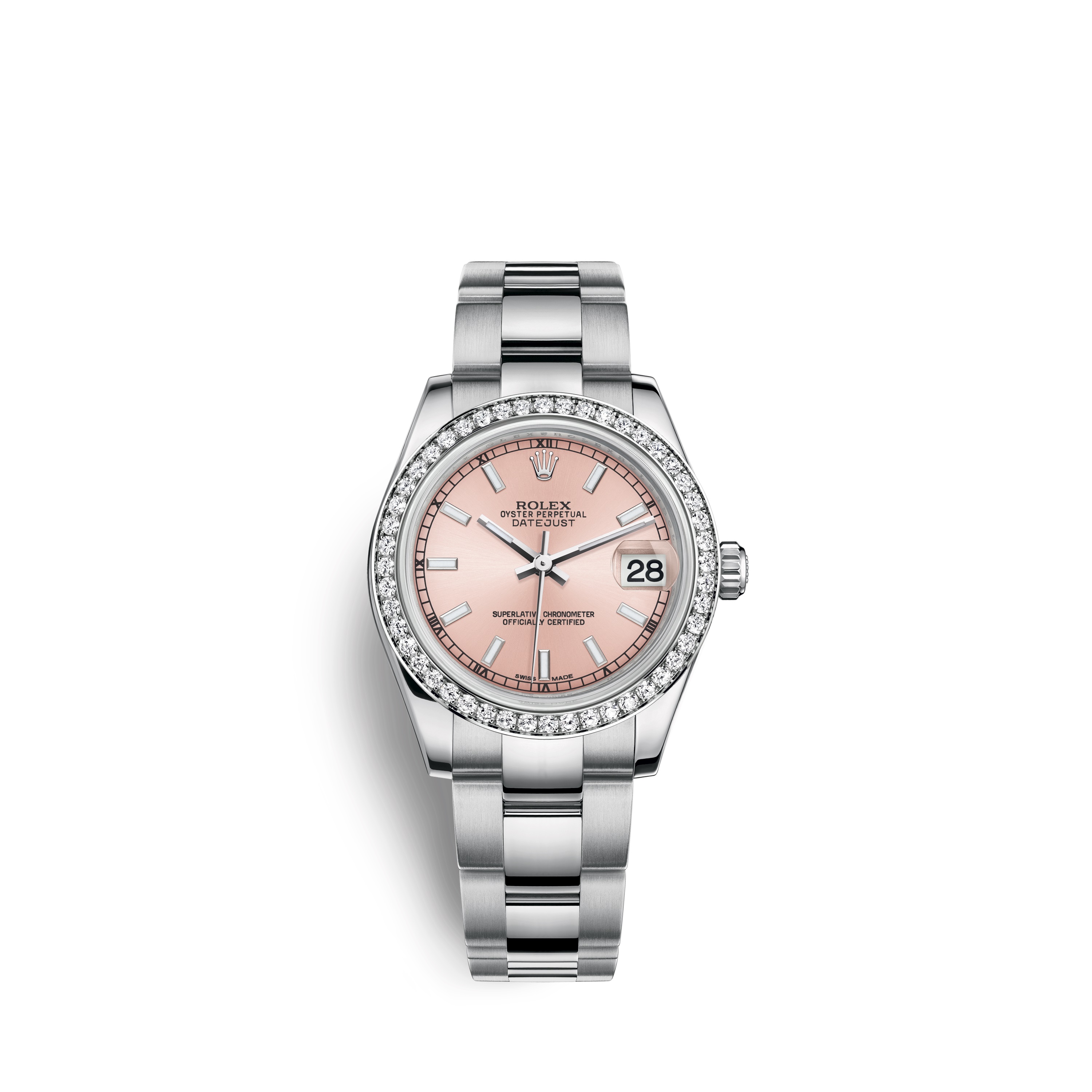 Datejust 31 178384 White Gold & Diamonds Watch (Pink) - Click Image to Close