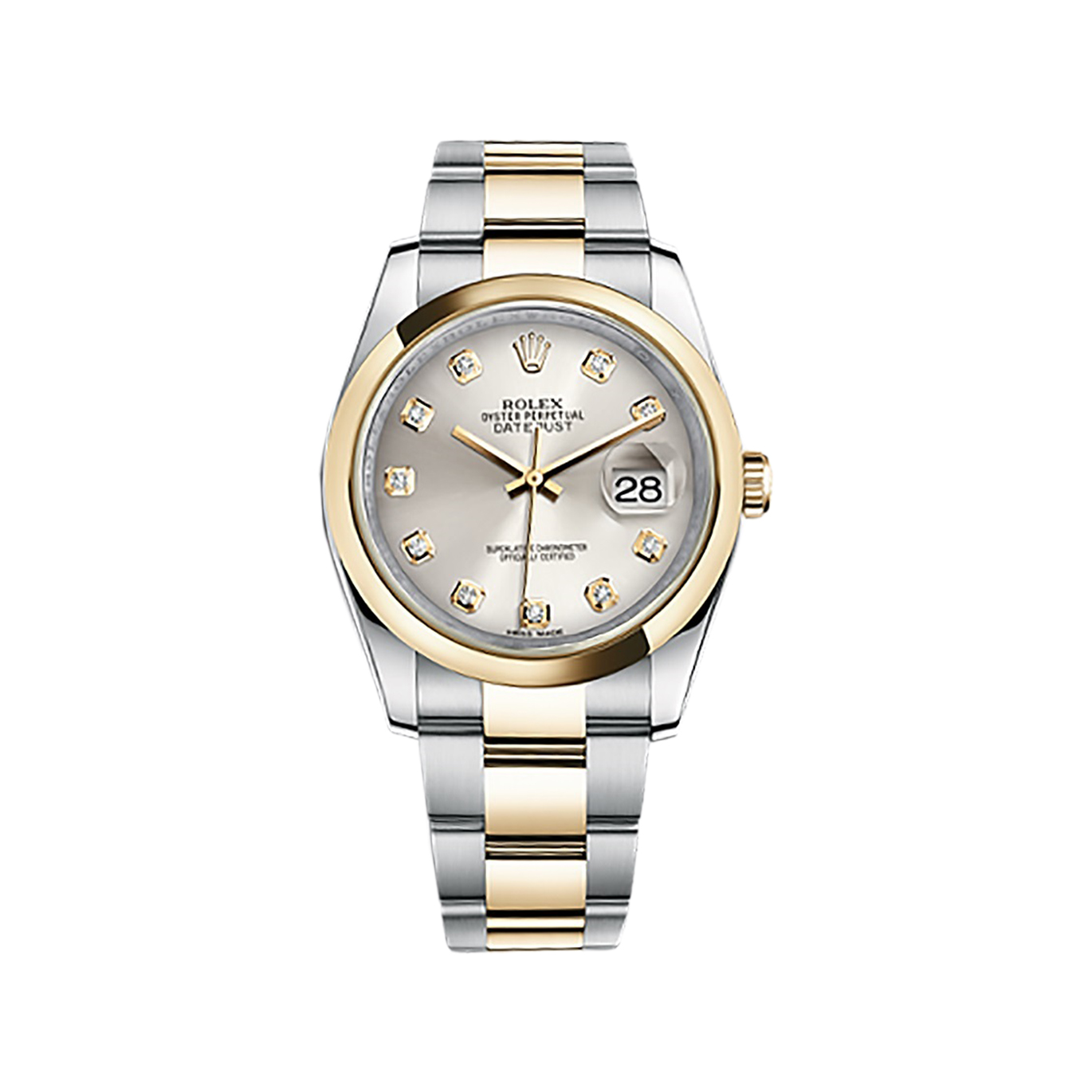 Datejust 36 116203 Gold & Stainless Steel Watch (Silver Set with Diamonds) - Click Image to Close