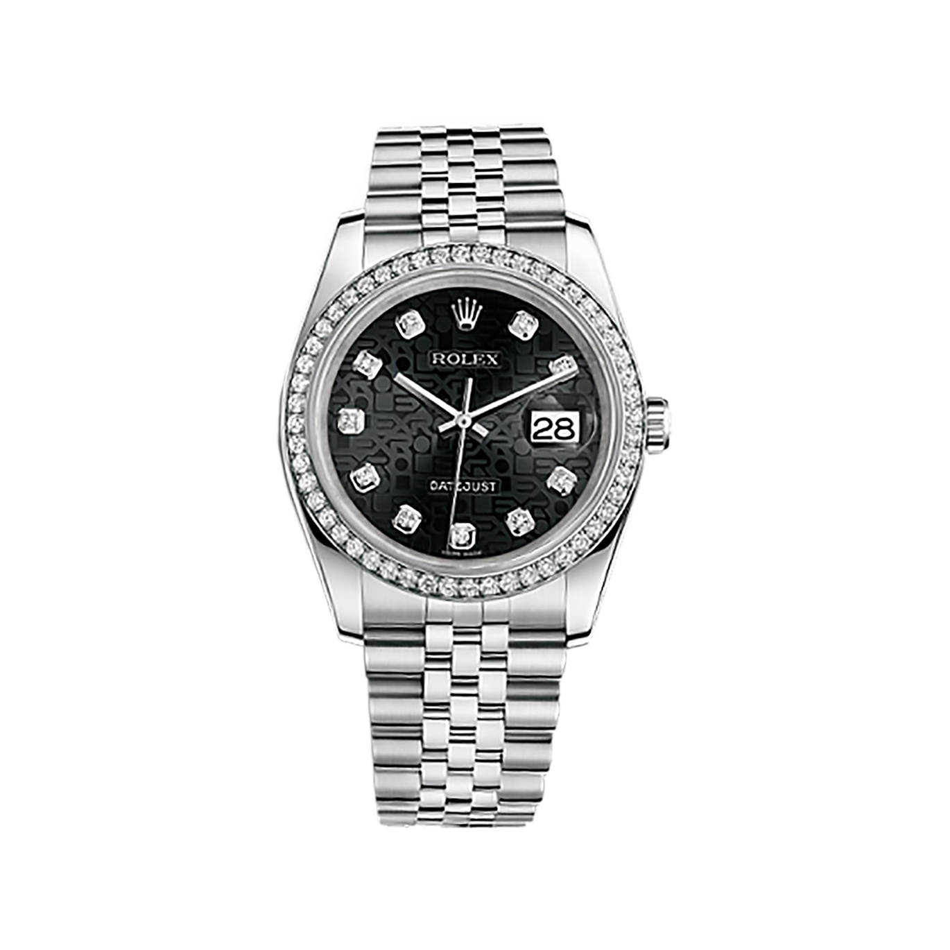 Datejust 36 116244 White Gold & Stainless Steel Watch (Black Jubilee Design Set with Diamonds)