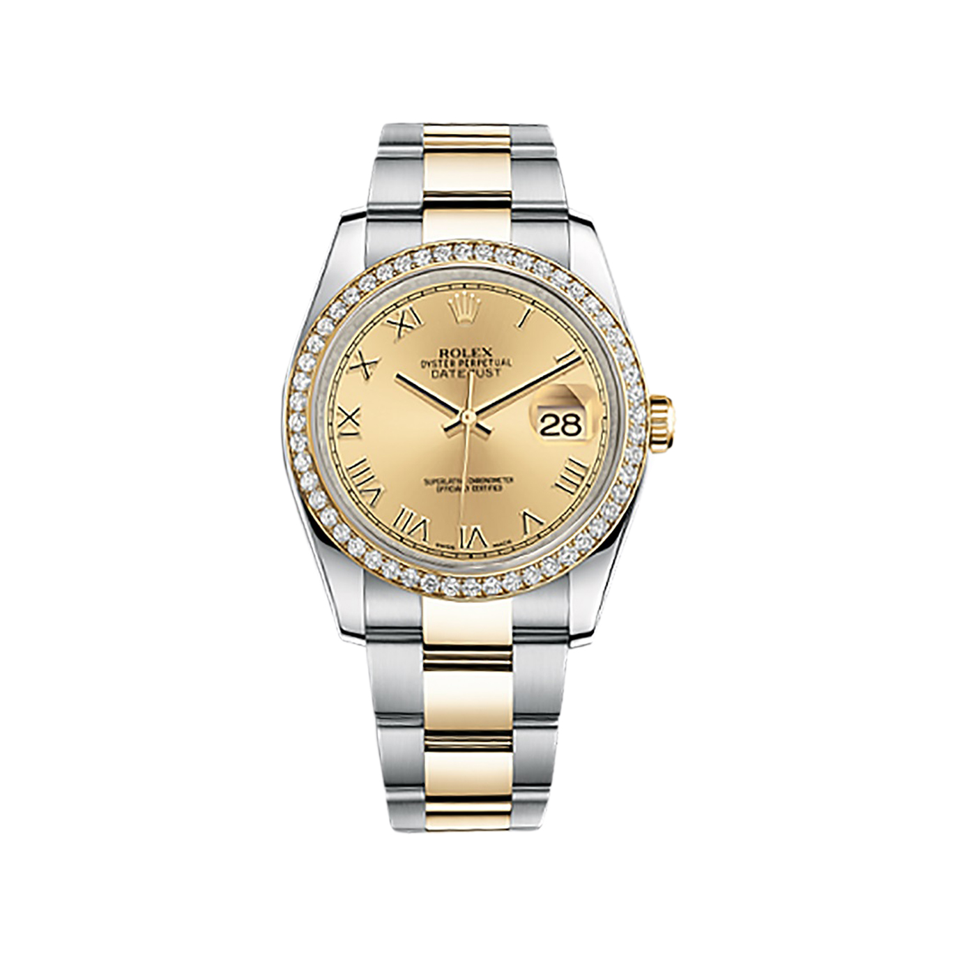 Datejust 36 116243 Gold & Stainless Steel Watch (Champagne) - Click Image to Close