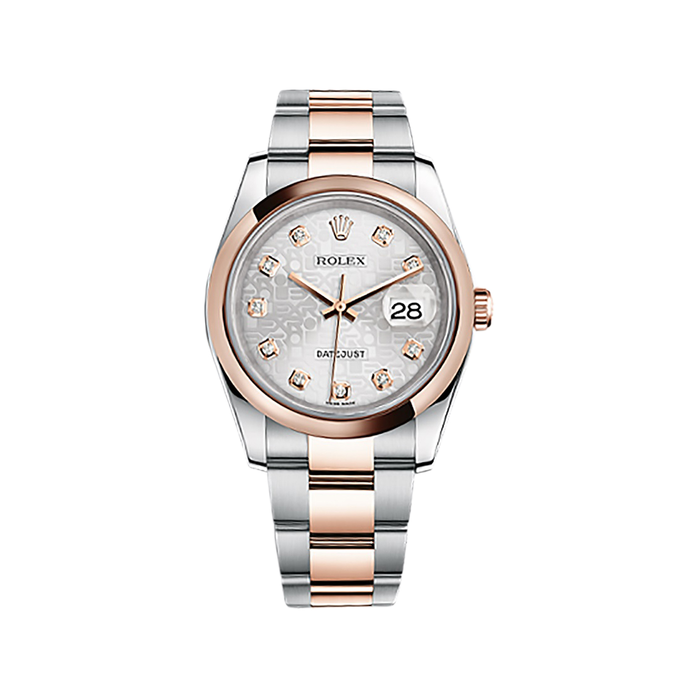 Datejust 36 116201 Rose Gold & Stainless Steel Watch (Silver Jubilee Design Set with Diamonds)