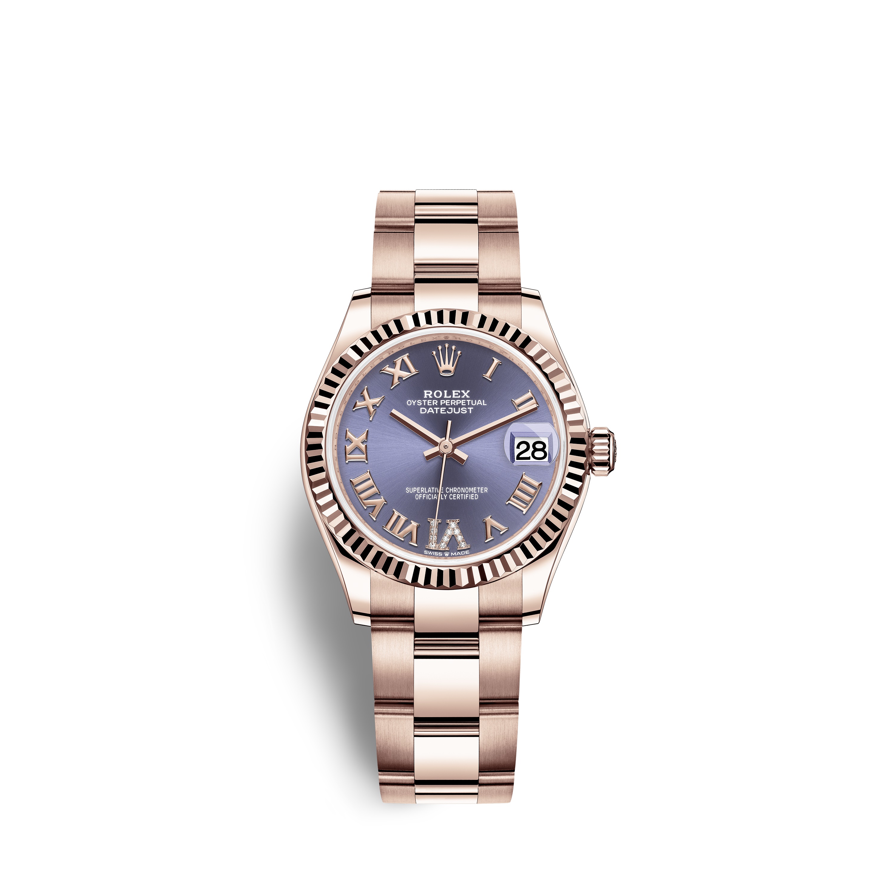 Datejust 31 278275 Rose Gold Watch (Aubergine Set with Diamonds) - Click Image to Close