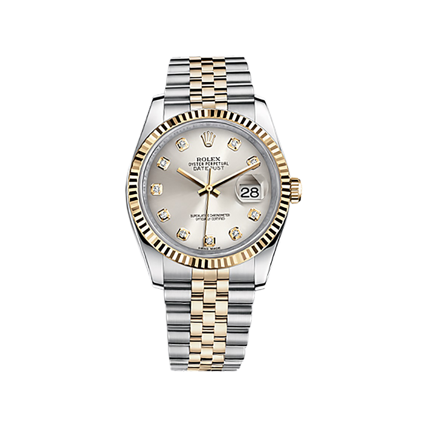 Datejust 36 116233 Gold & Stainless Steel Watch (Silver Set with Diamonds)