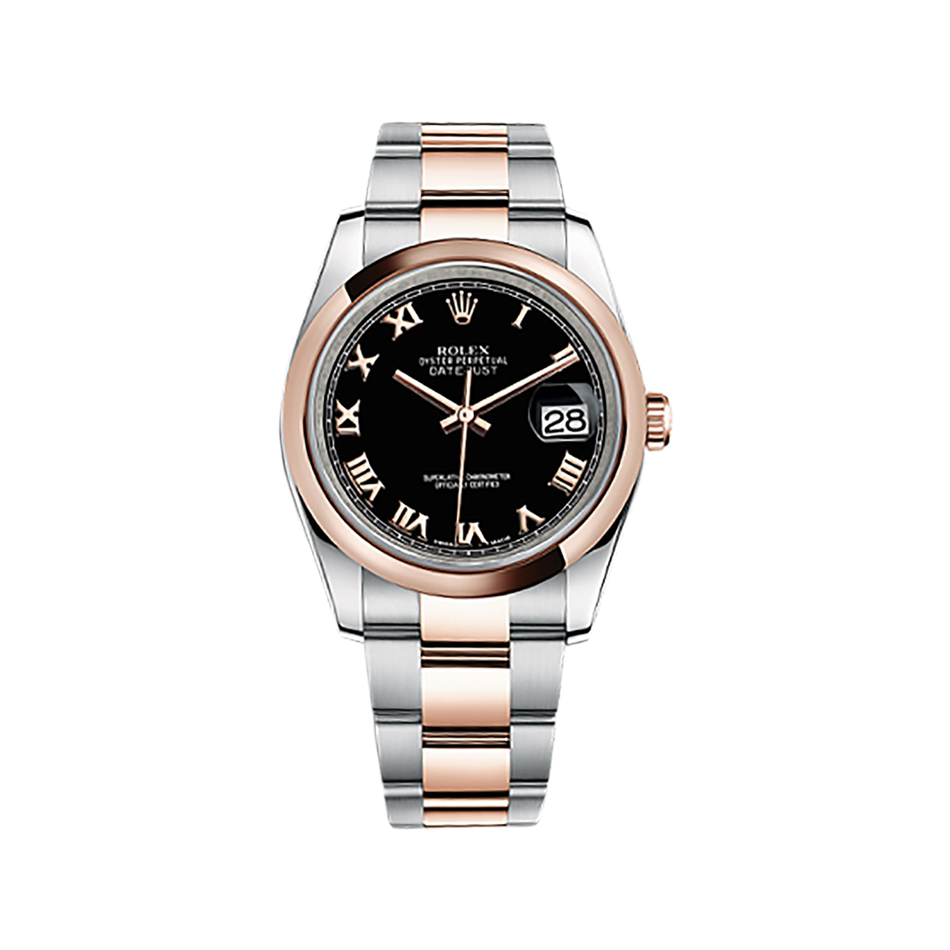 Datejust 36 116201 Rose Gold & Stainless Steel Watch (Black)