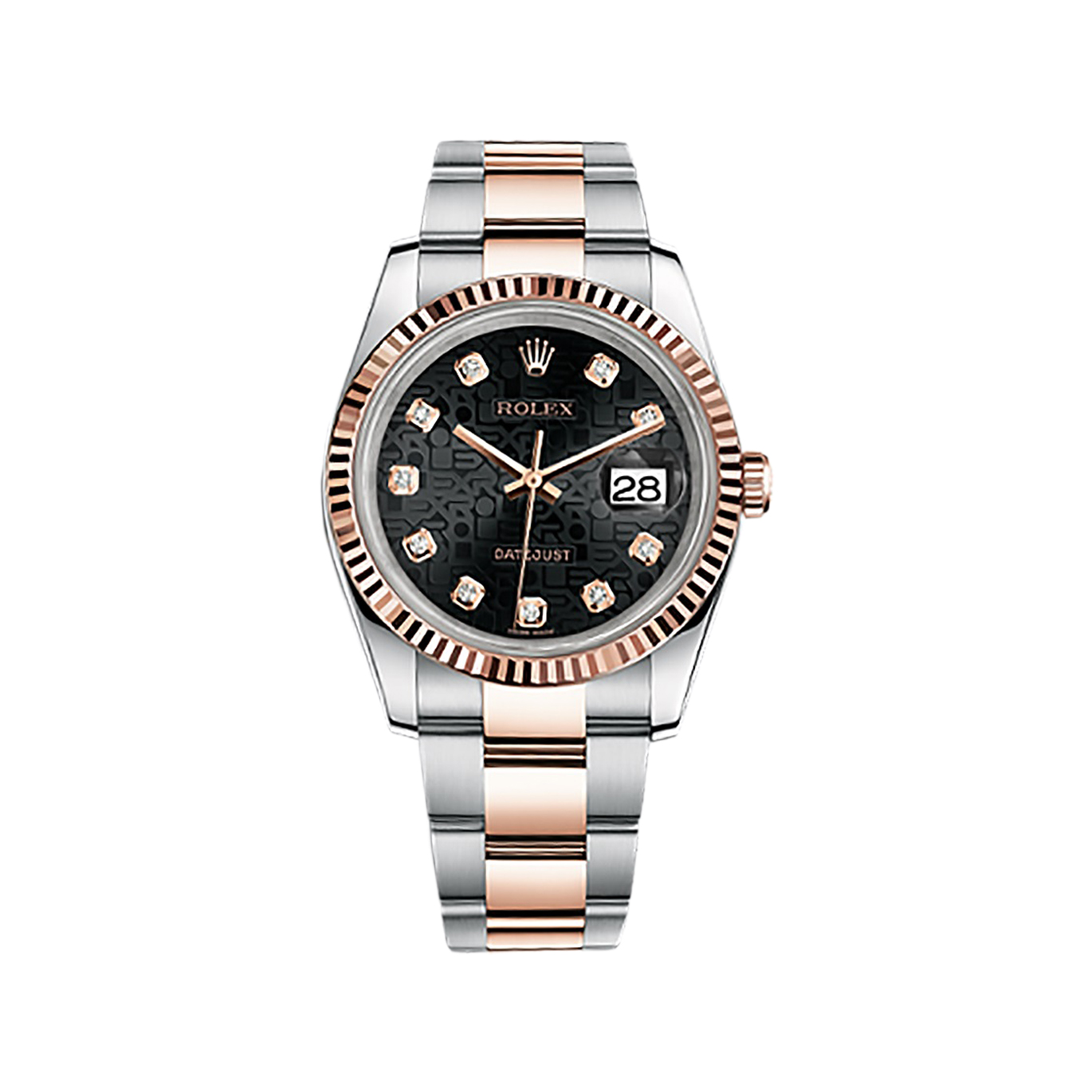 Datejust 36 116231 Rose Gold & Stainless Steel Watch (Black Jubilee Design Set with Diamonds)