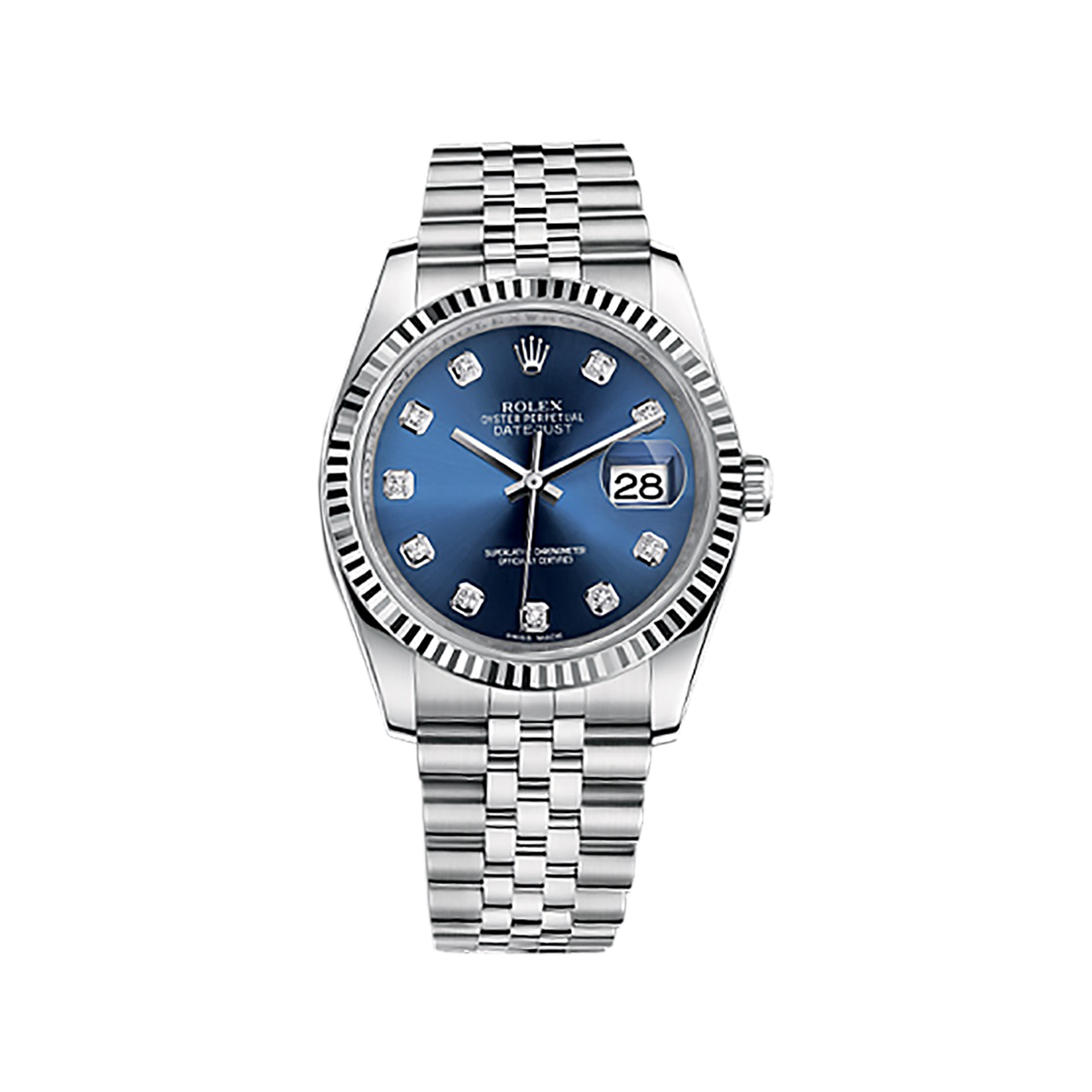Datejust 36 116234 White Gold & Stainless Steel Watch (Blue Set with Diamonds)