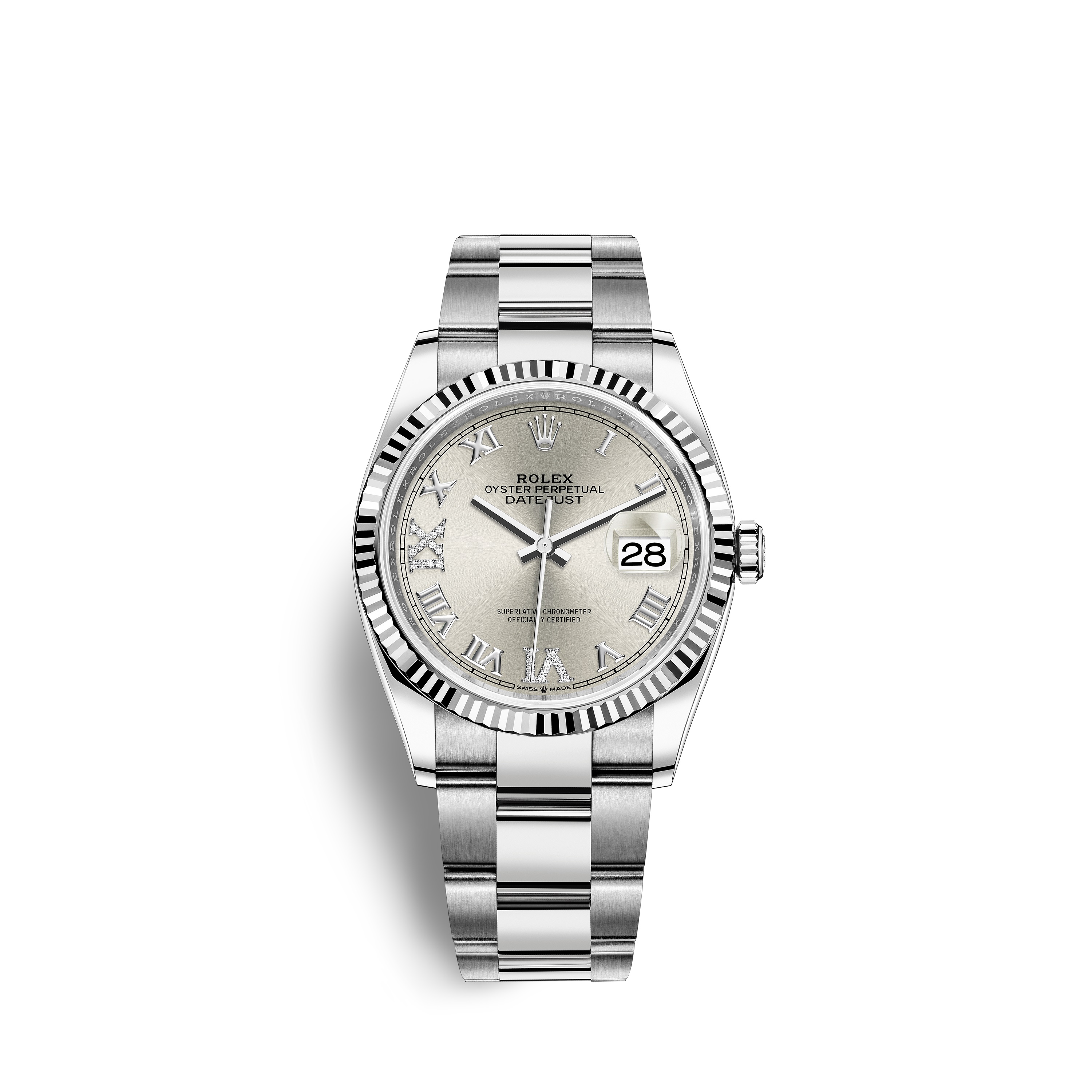 Datejust 36 126234 White Gold & Stainless Steel Watch (Silver Set with Diamonds)
