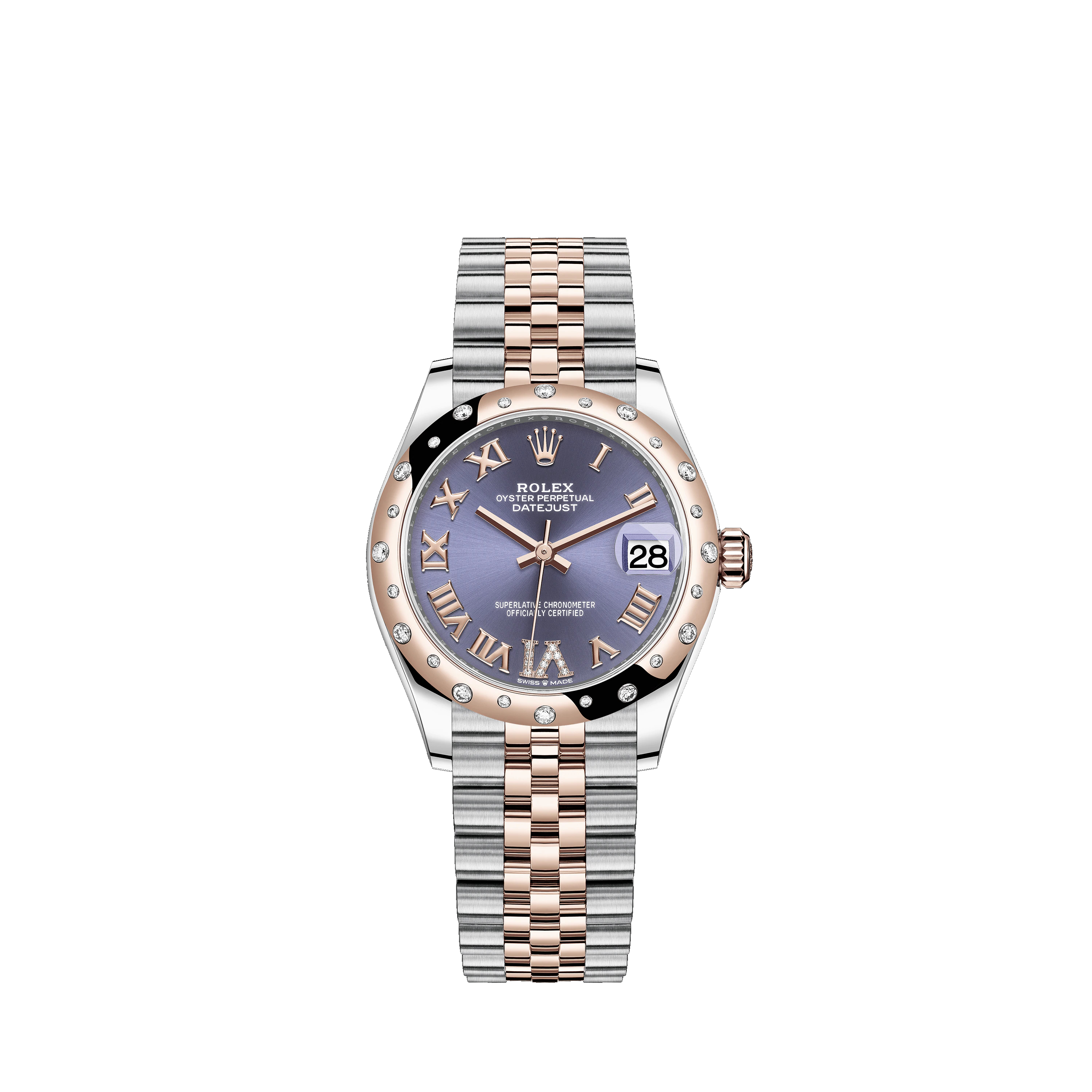 Datejust 31 278341RBR Rose Gold, Stainless Steel & Diamonds Watch (Aubergine Set with Diamonds) - Click Image to Close