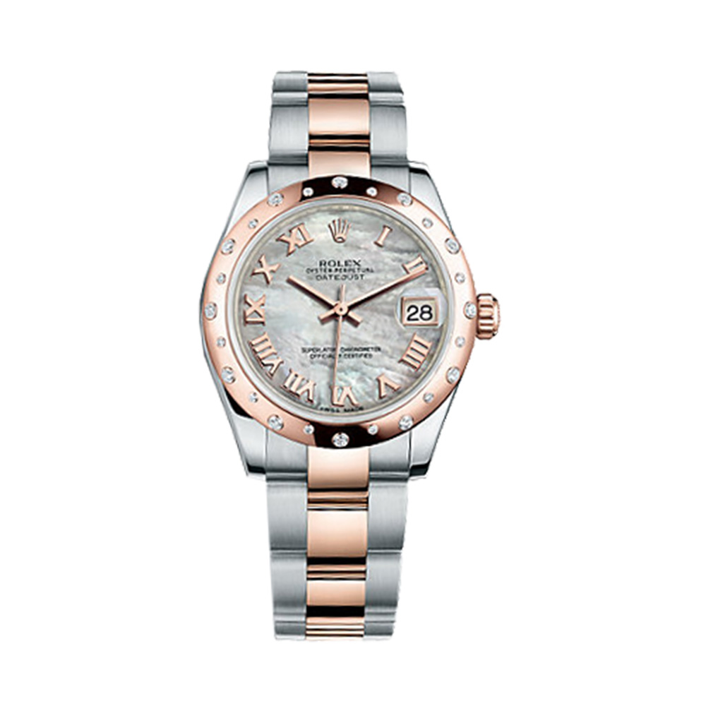 Datejust 31 178341 Rose Gold & Stainless Steel Watch (White Mother-of-Pearl) - Click Image to Close
