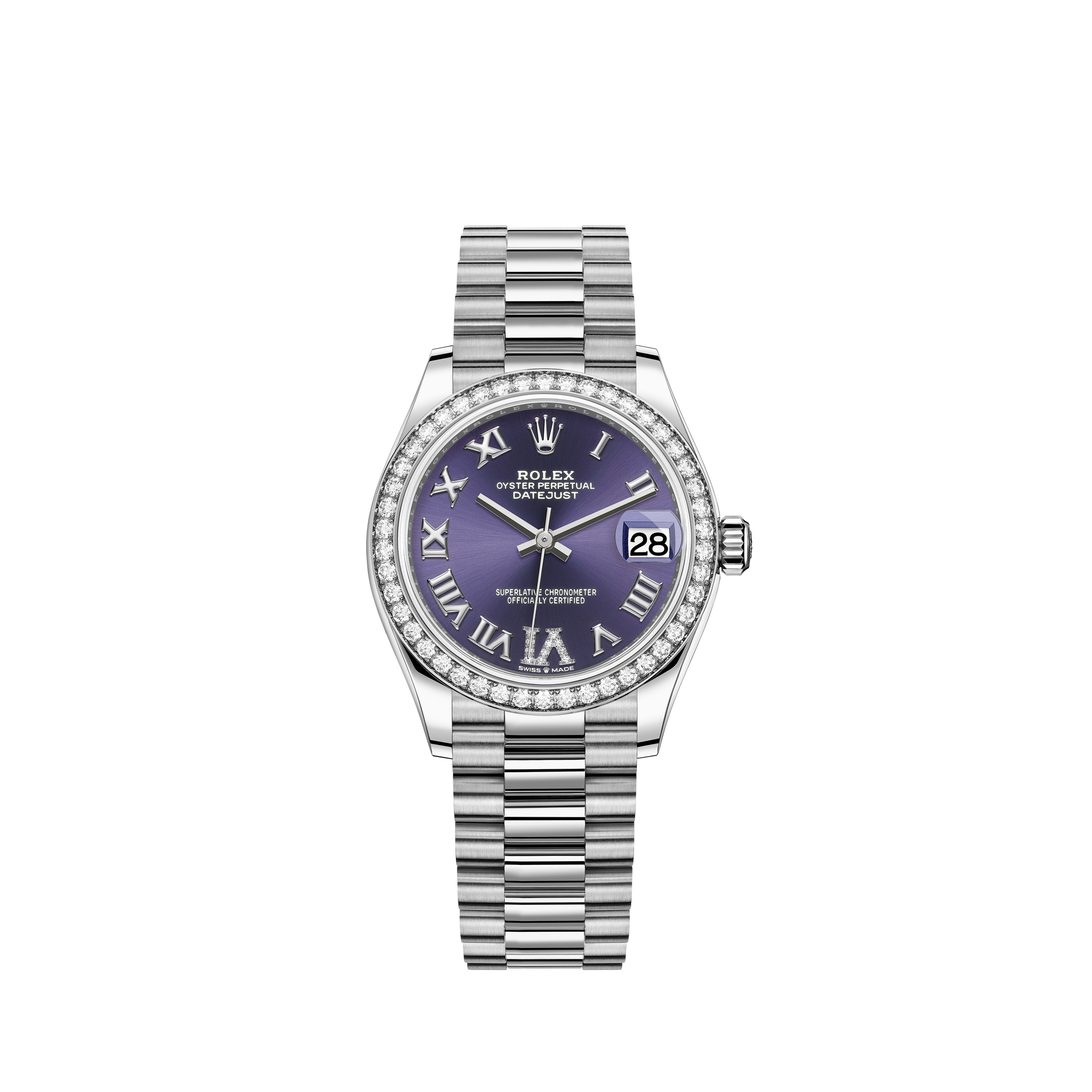 Datejust 31 278289RBR White Gold Watch (Aubergine Set with Diamonds) - Click Image to Close