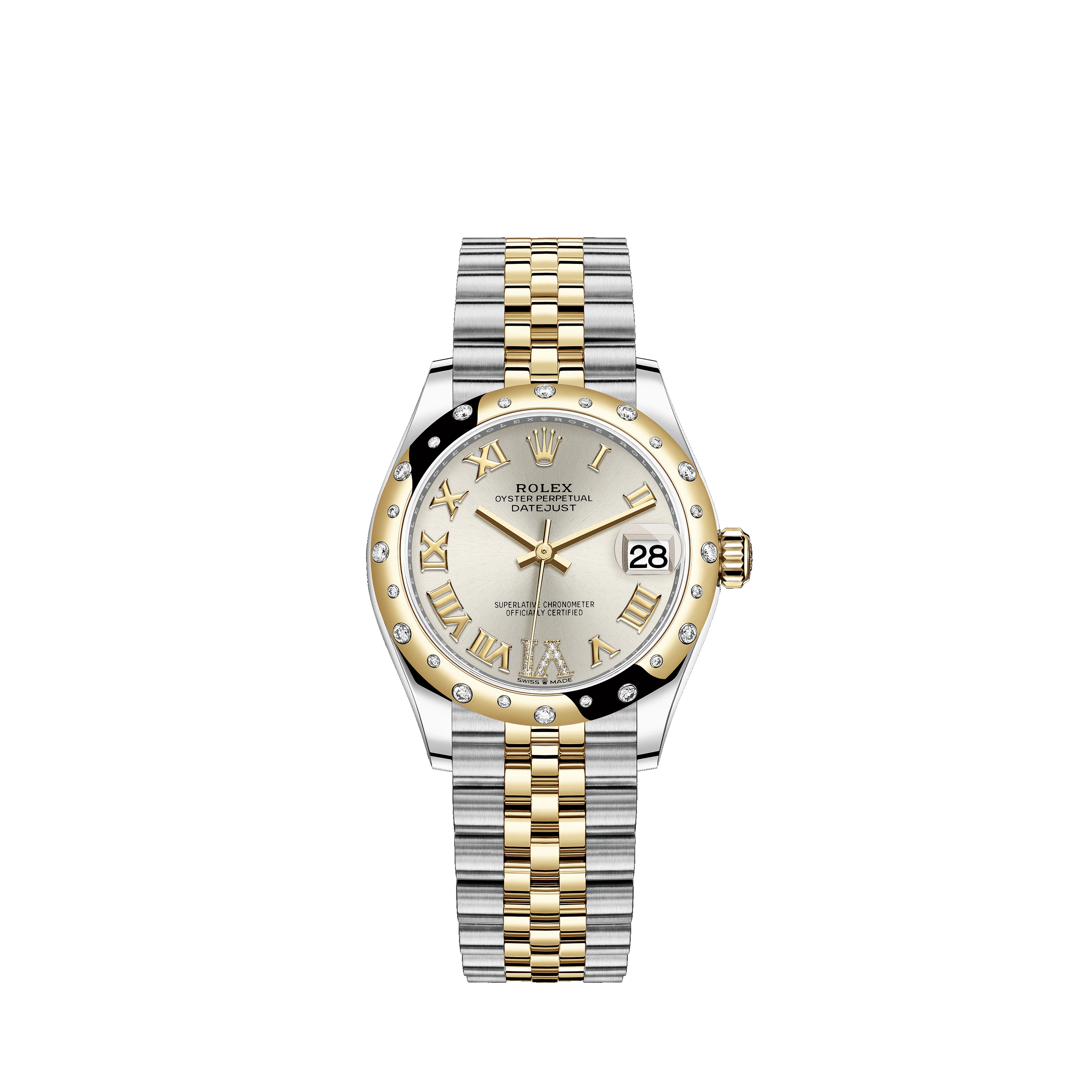 Datejust 31 278343RBR Gold & Stainless Steel Watch (Silver Set with Diamonds)