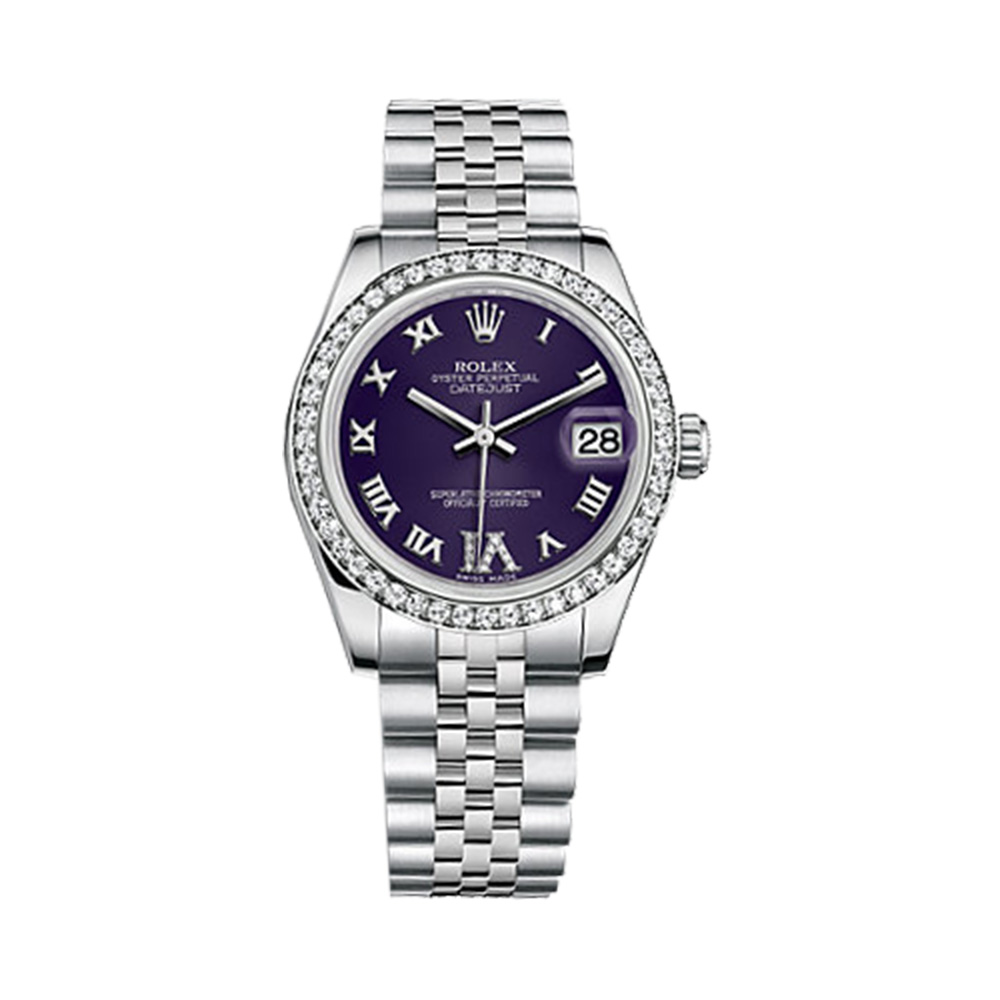 Datejust 31 178384 White Gold & Stainless Steel Watch (Purple Set with Diamonds)