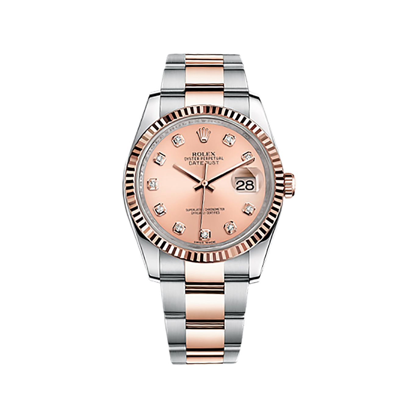 Datejust 36 116231 Rose Gold & Stainless Steel Watch (Pink Set with Diamonds) - Click Image to Close