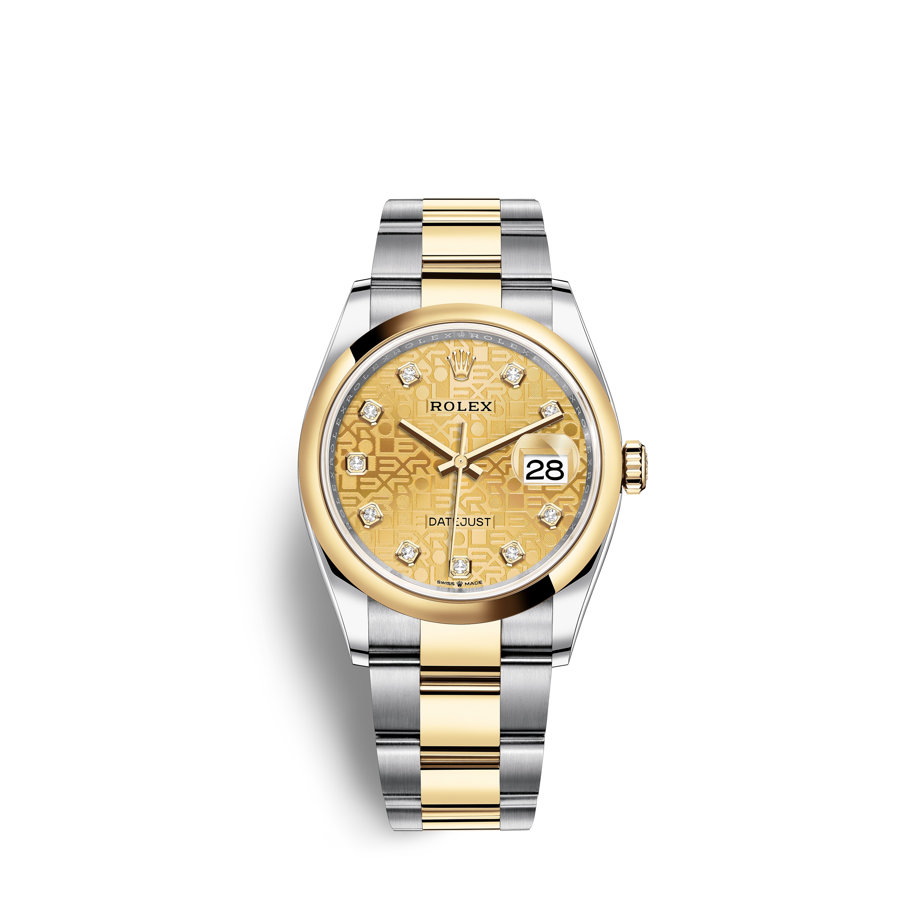 Datejust 36 126203 Gold & Stainless Steel Watch (Champagne-Colour Set with Diamonds)