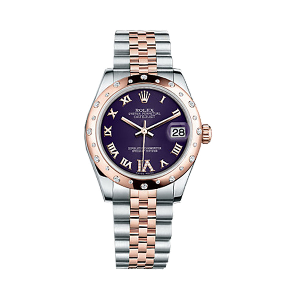 Datejust 31 178341 Rose Gold & Stainless Steel Watch (Purple Set with Diamonds)