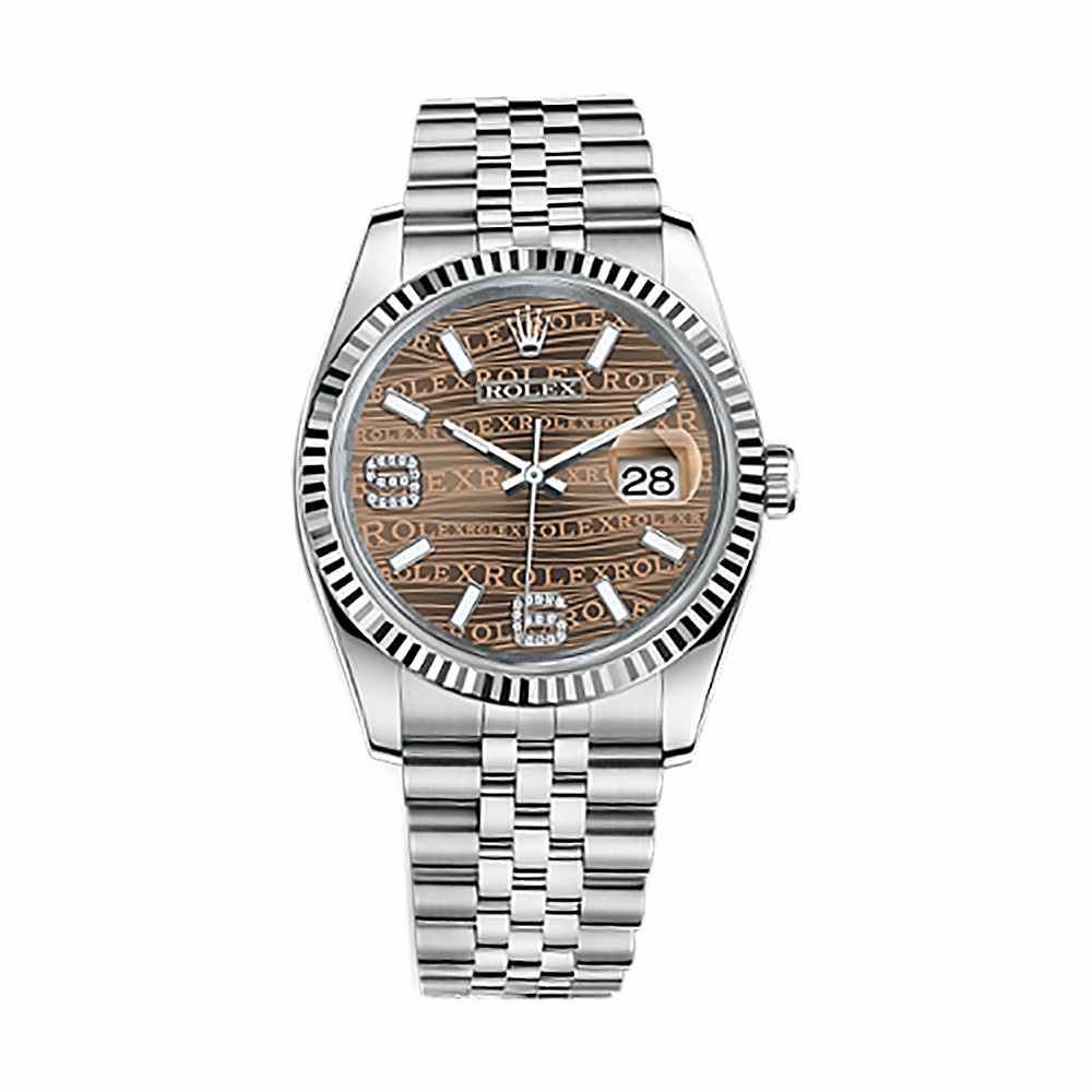 Datejust 36 116234 White Gold & Stainless Steel Diamonds Watch - Click Image to Close