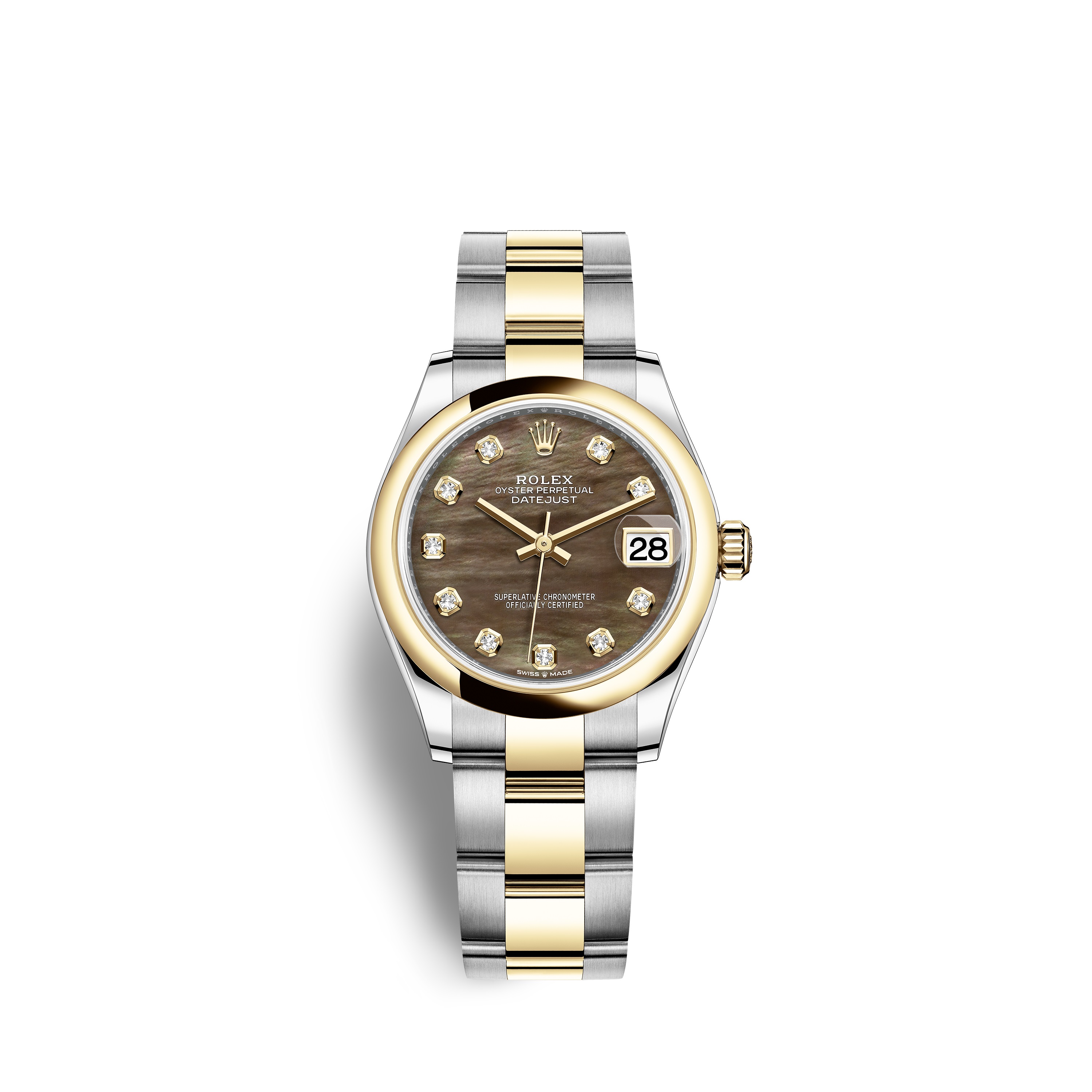 Datejust 31 278243 Gold & Stainless Watch (Black Mother-of-Pearl Set with Diamonds)