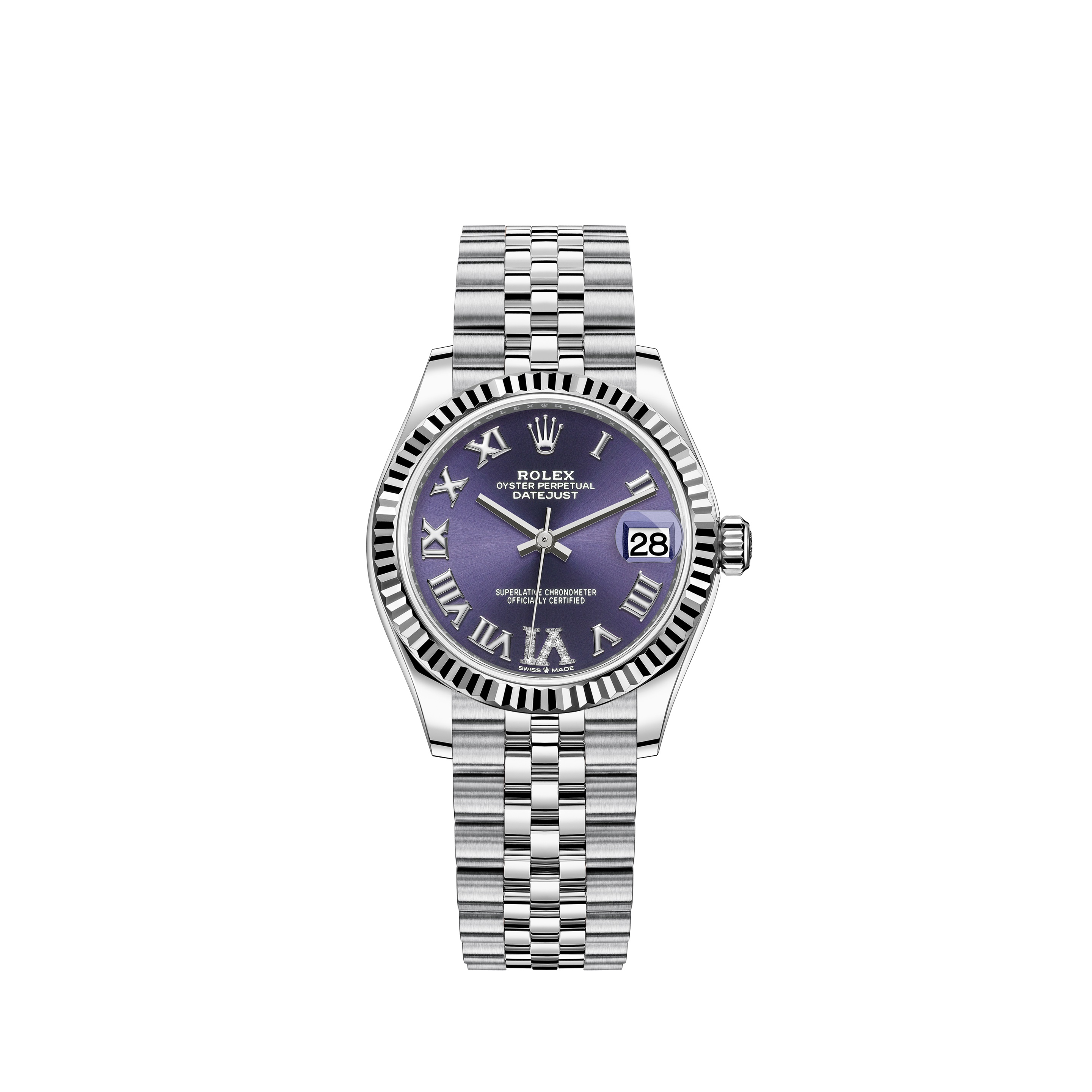 Datejust 31 278274 White Gold & Stainless Steel Watch (Aubergine Set with Diamonds)