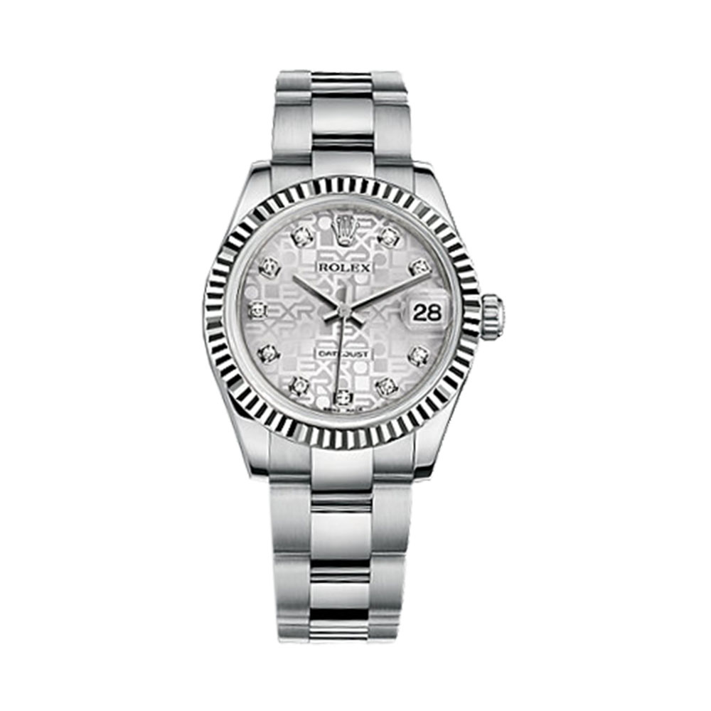 Datejust 31 178274 White Gold & Stainless Steel Watch (Silver Jubilee Design Set with Diamonds) - Click Image to Close
