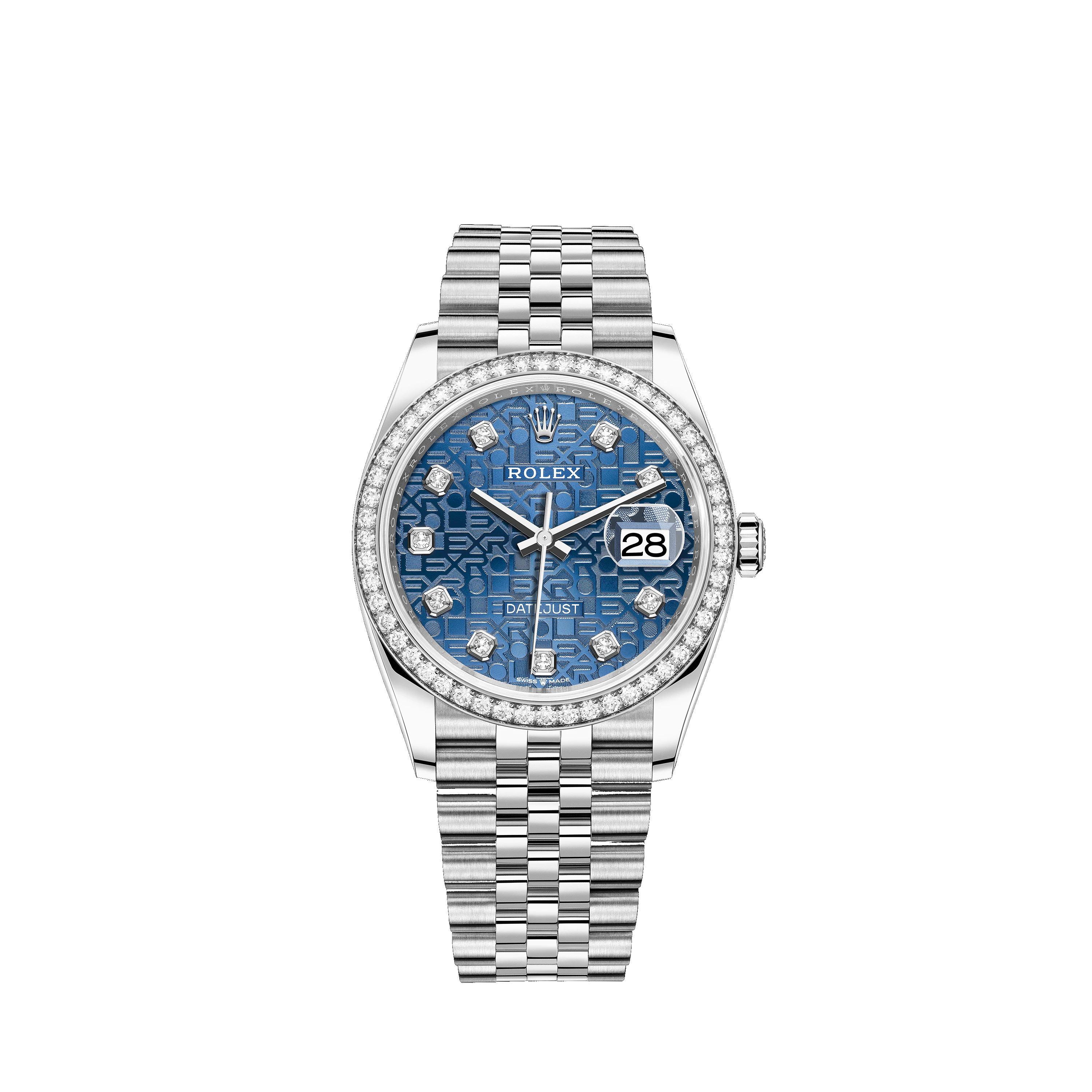 Datejust 36 126284RBR White Gold, Stainless Steel & Diamonds Watch (Blue Jubilee Design Set with Diamonds)