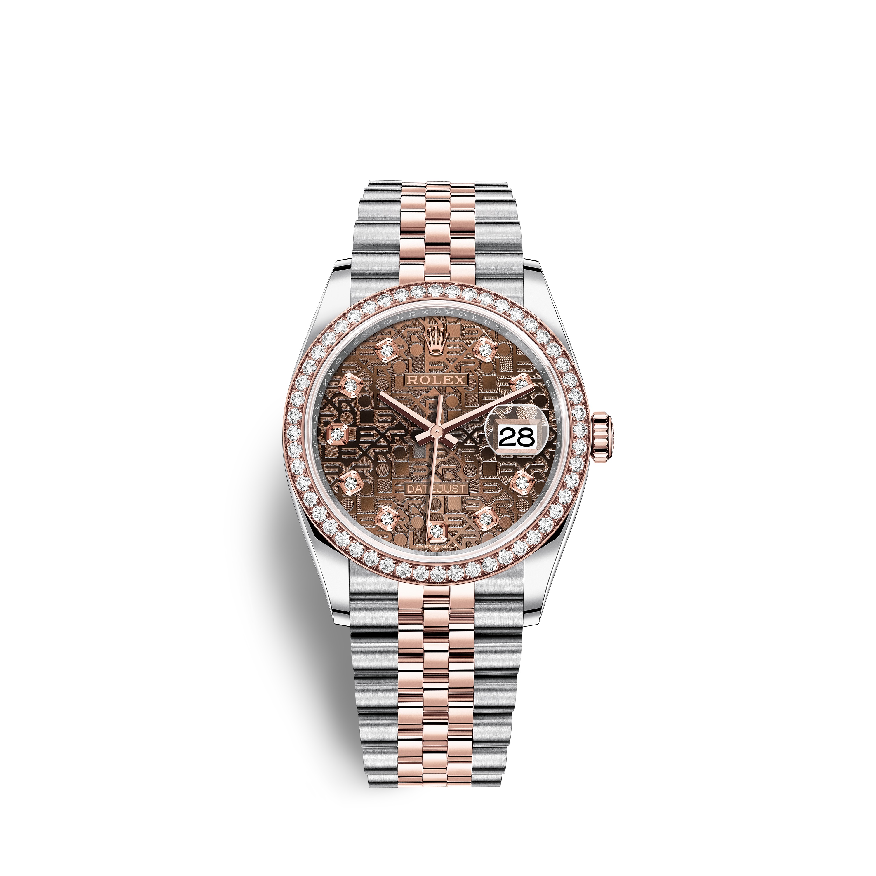 Datejust 36 126281RBR Rose Gold & Stainless Steel Watch (Chocolate Jubilee Design Set with Diamonds)