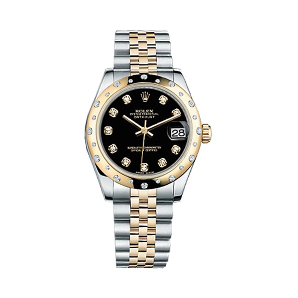 Datejust 31 178343 Gold & Stainless Steel Watch (Black Set with Diamonds) - Click Image to Close