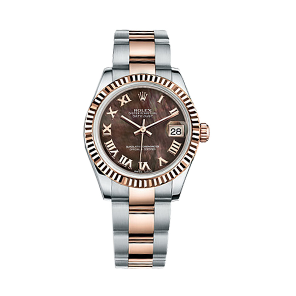 Datejust 31 178271 Rose Gold & Stainless Steel Watch (Black Mother-of-Pearl) - Click Image to Close