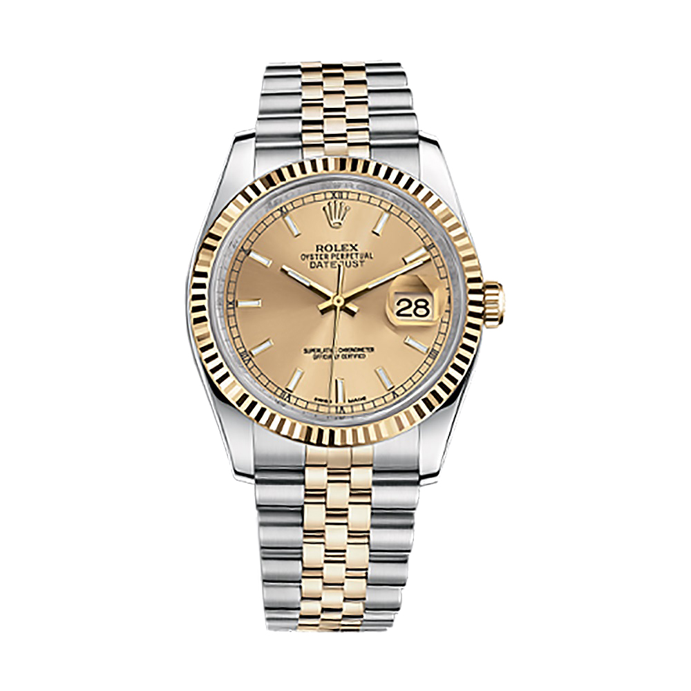 Datejust 36 116233 Gold & Stainless Steel Watch (Champagne) - Click Image to Close