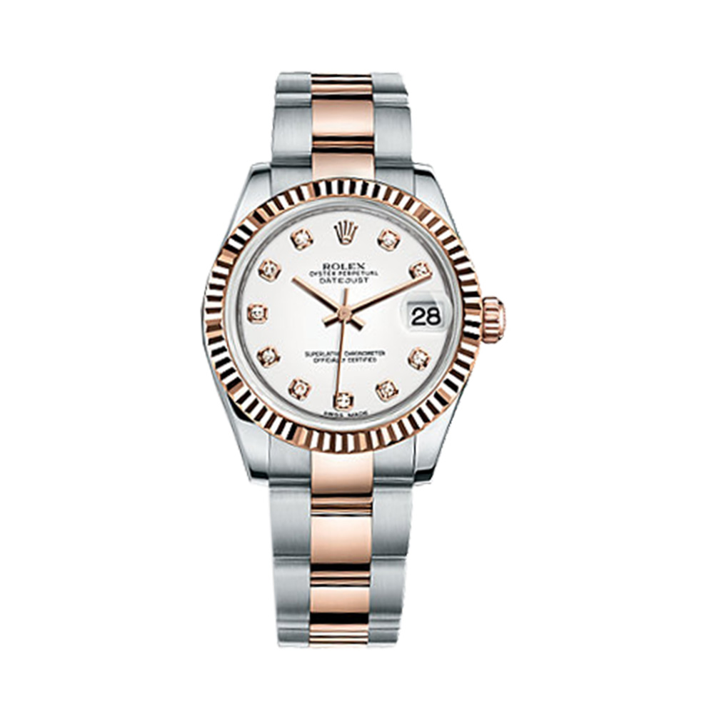 Datejust 31 178271 Rose Gold & Stainless Steel Watch (White Set with Diamonds)